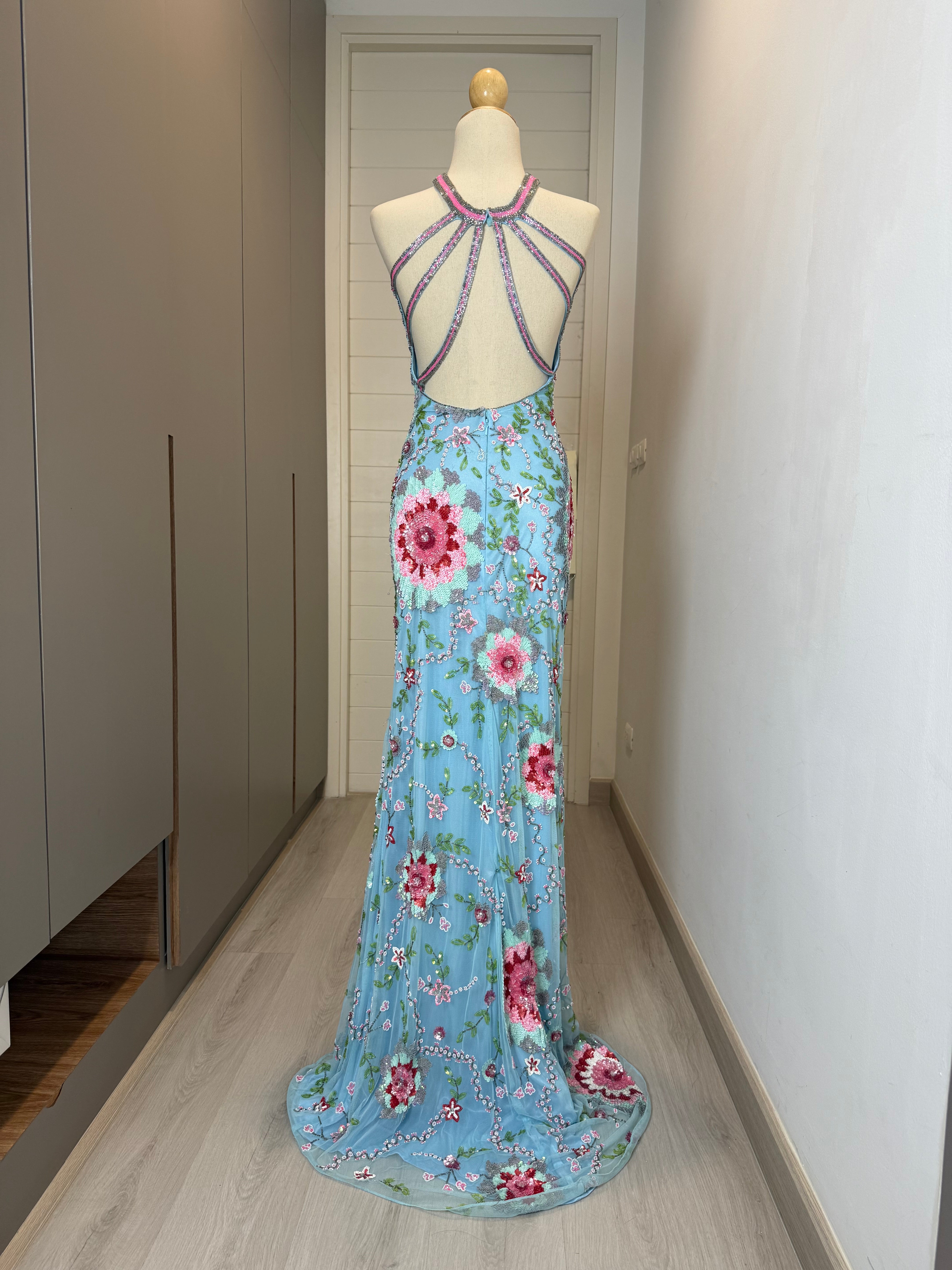 V199 Vintage Primavera Cherry Bloom Embellished Gown (XS)