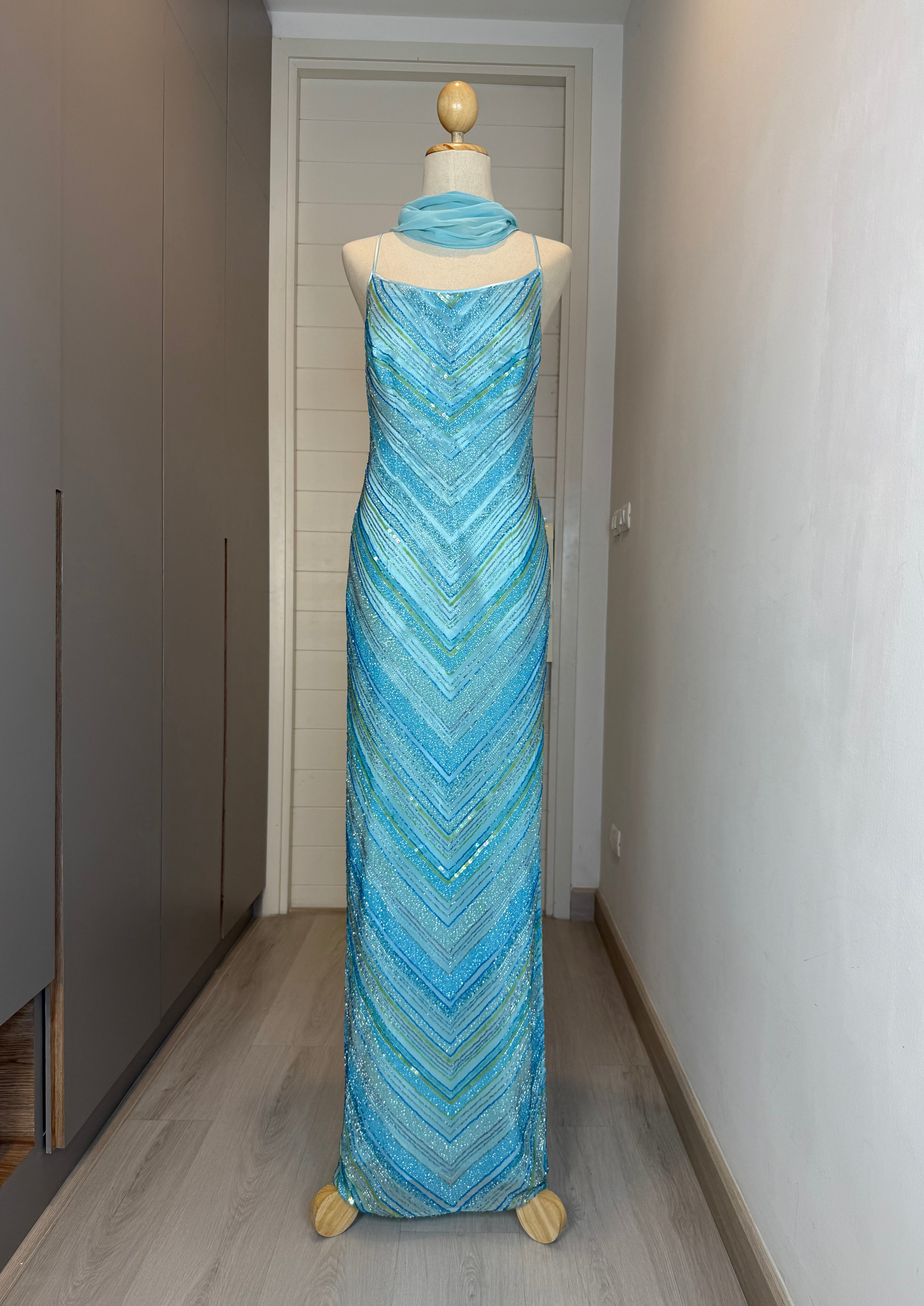 V51 Vintage Scala Baby Blue Evening Gown (M-L)