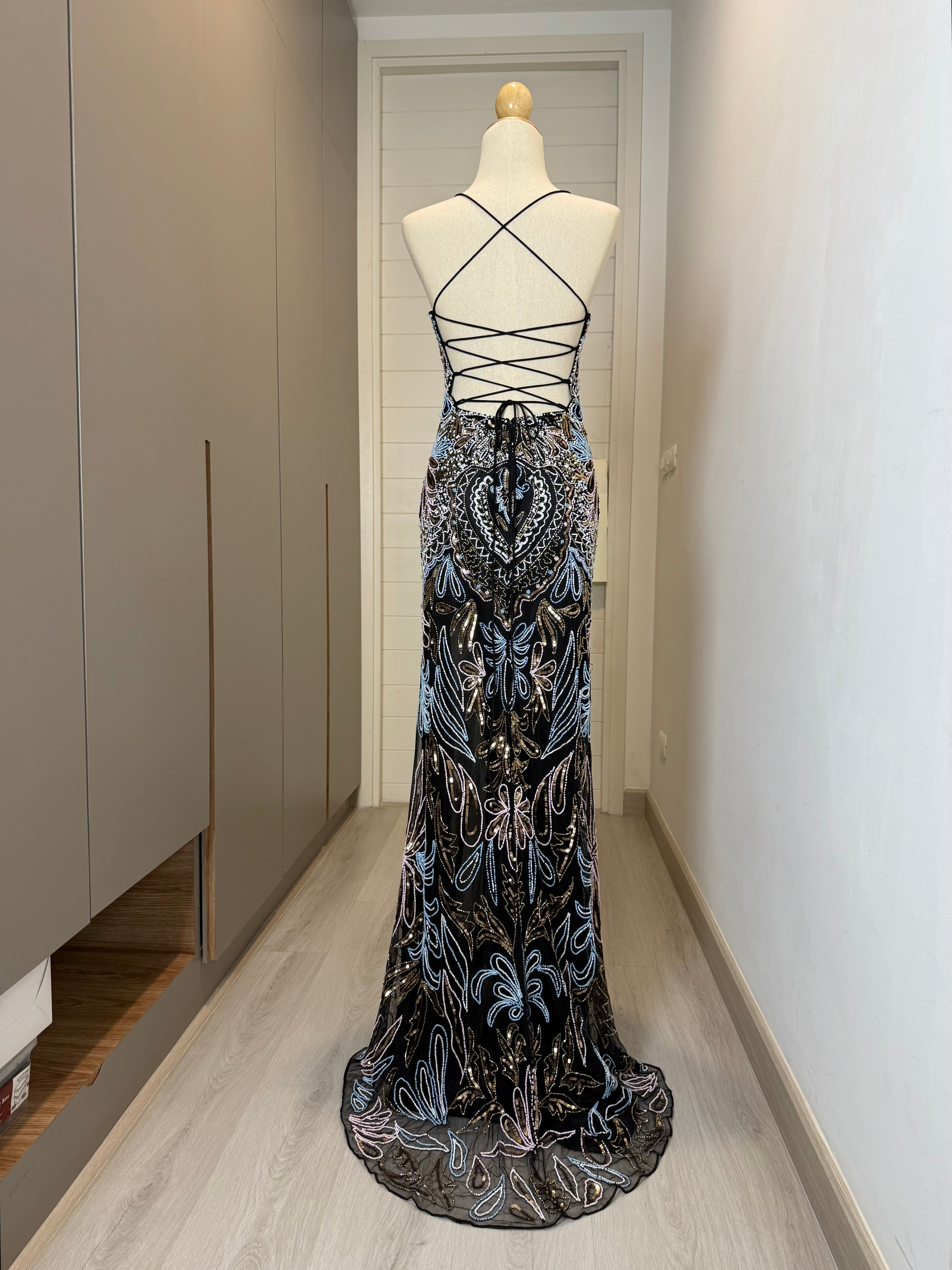 V204 Vintage Style Primavera Midnight FairytaleGarden Gown (XS-S)