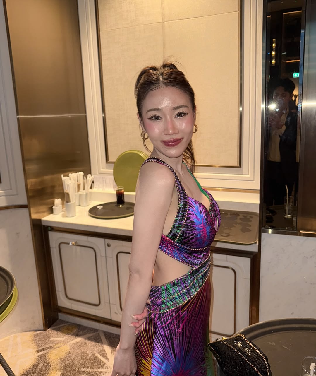 D16 David's Bridal Purple Firework Evening Gown (XS)