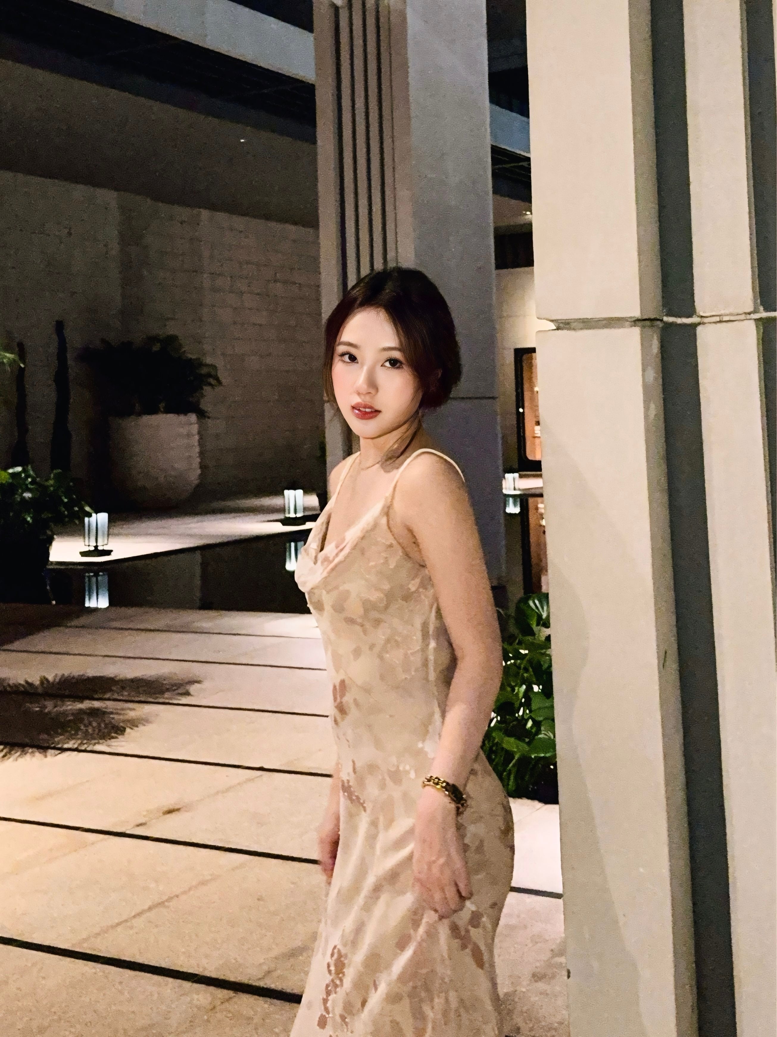 M05 Monsoon Beige Evening Gown (XS-S)