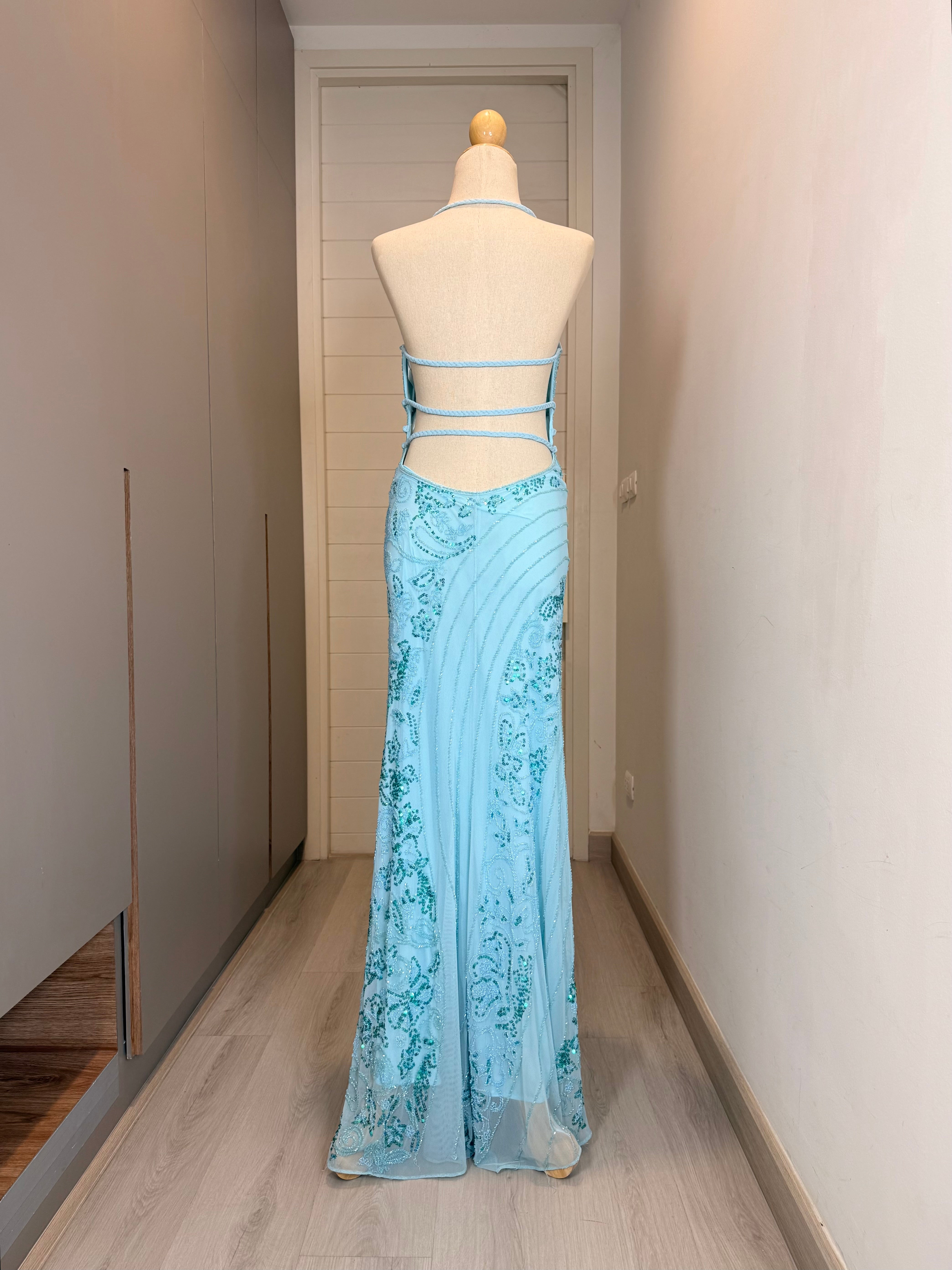 V292 Vintage Attitude by Debra Crystal Cascade Gown (M-L)