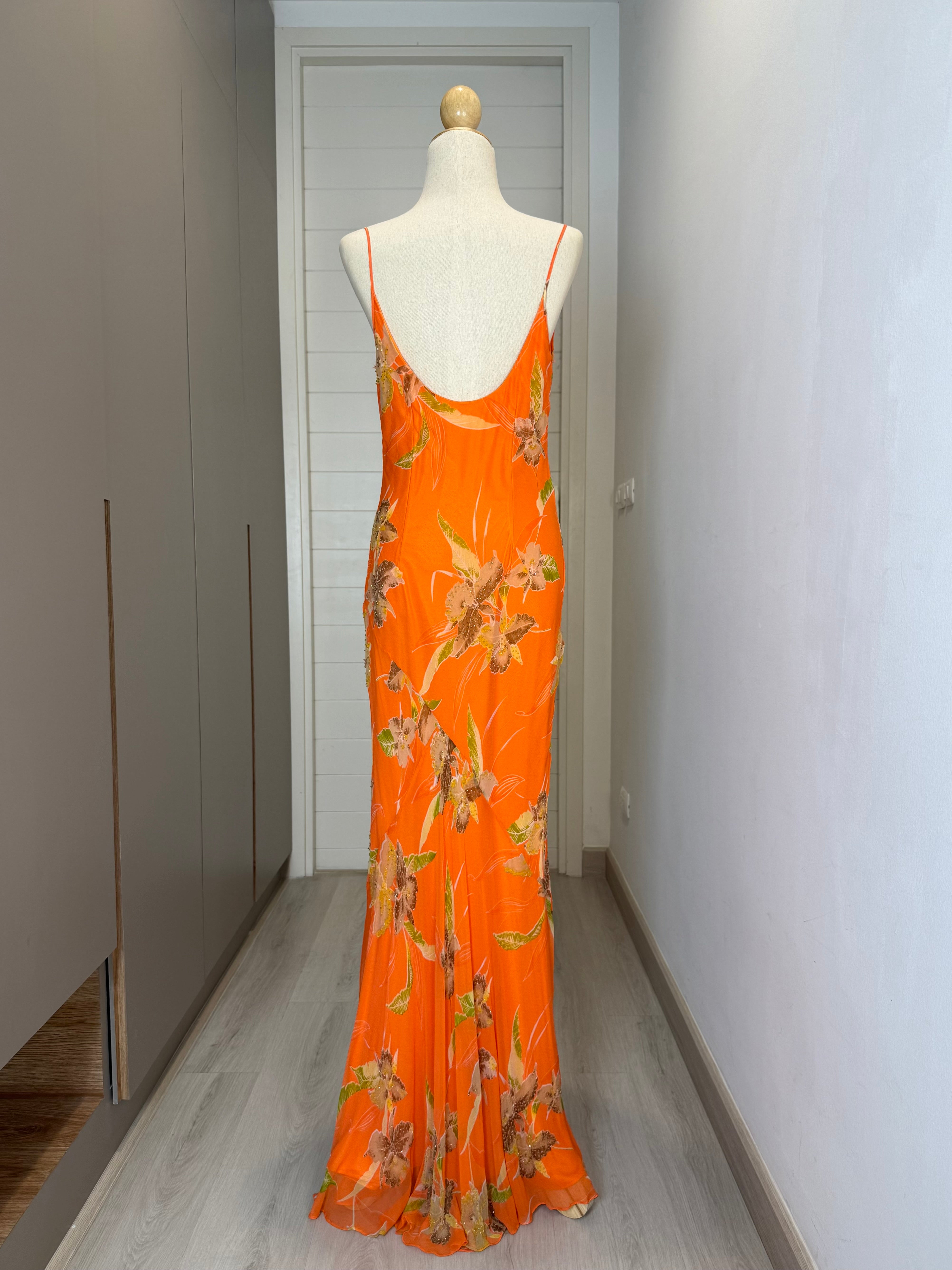 V181 Vintage Cache Sunset Bloom Beaded Dress (M)