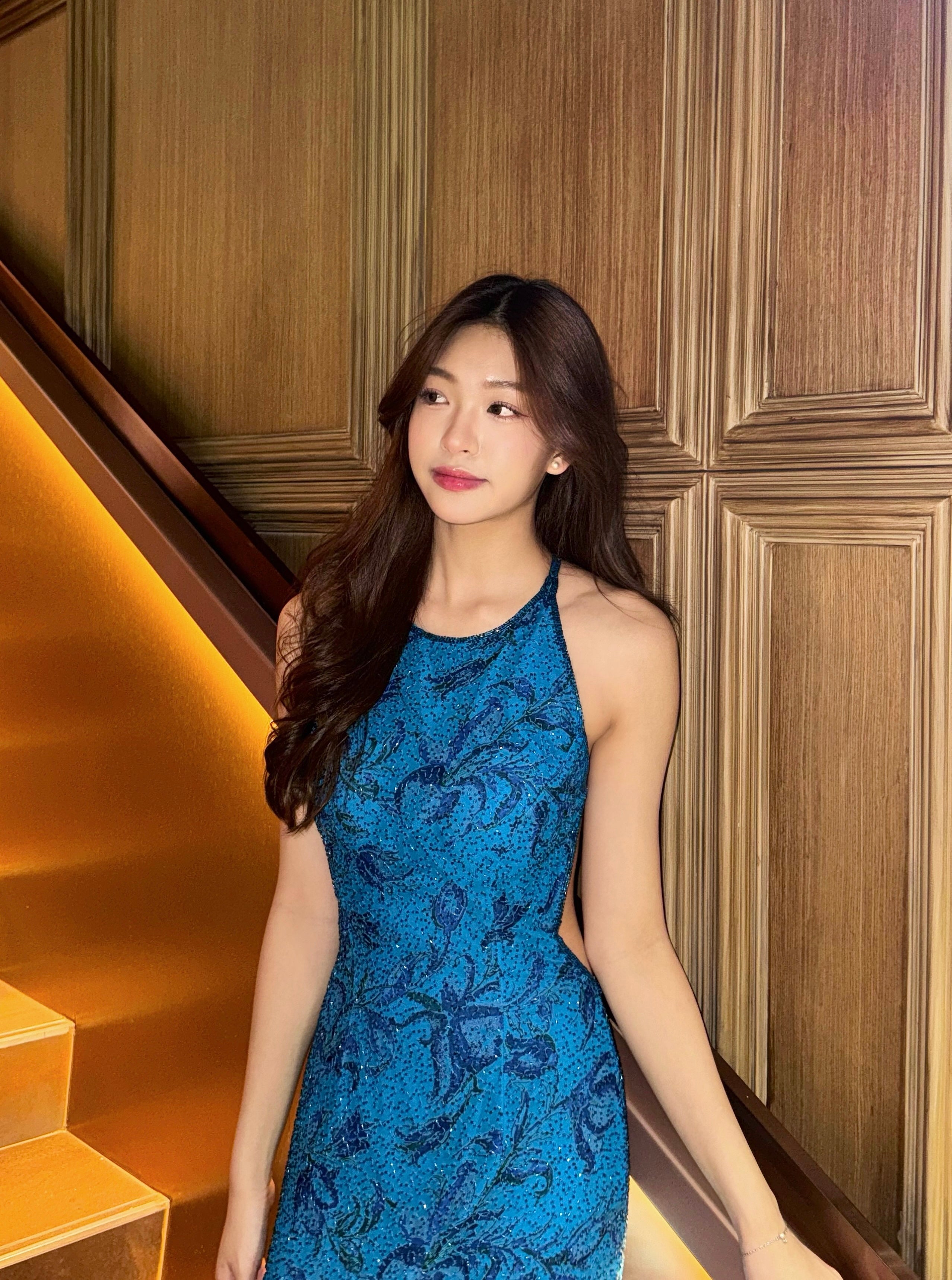 V112 Vintage Ocean Petals Evening Gown (XS-S)