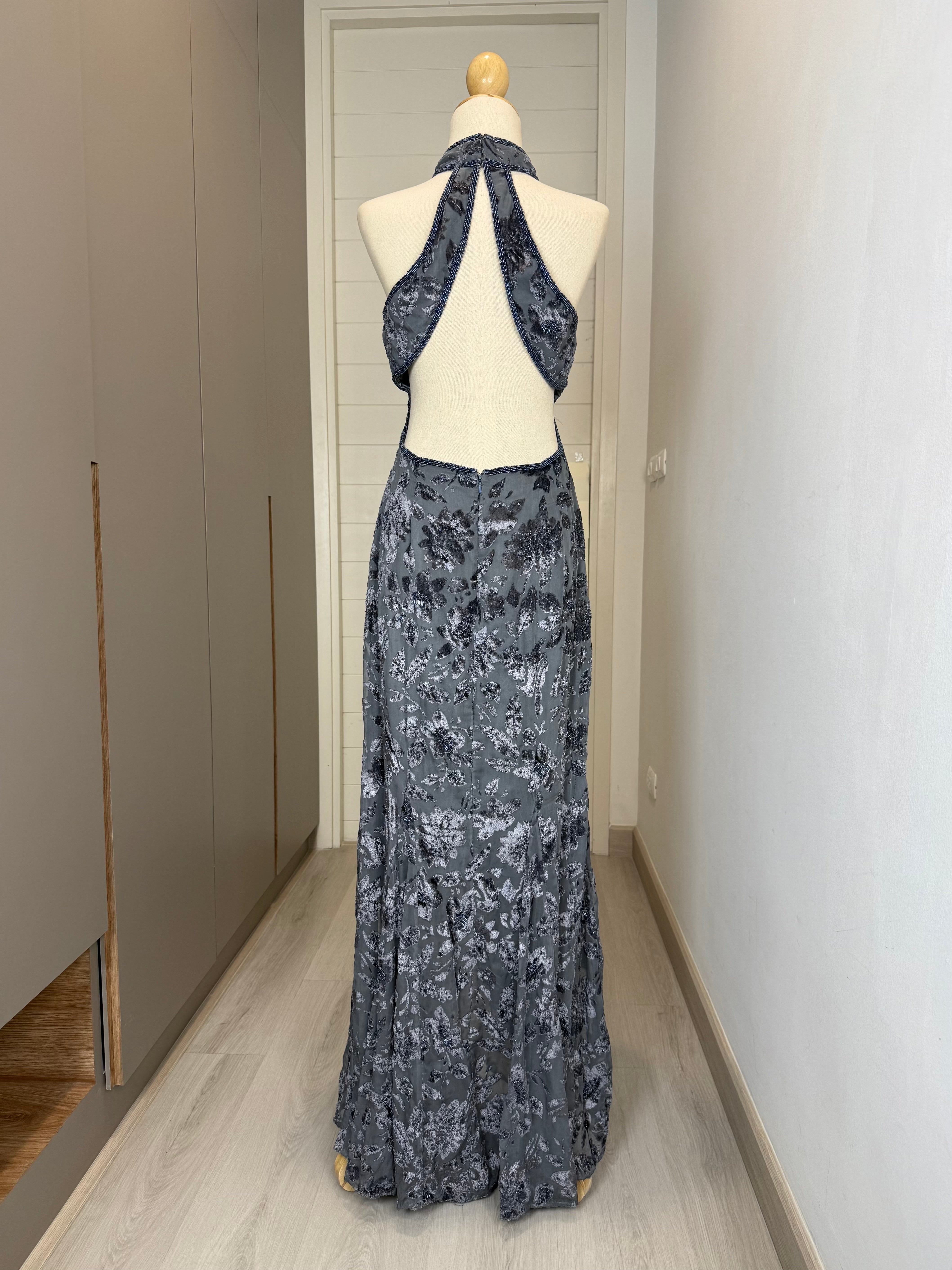 V166 Vintage Scala Midnight Velvet Petal Dress (M-L)