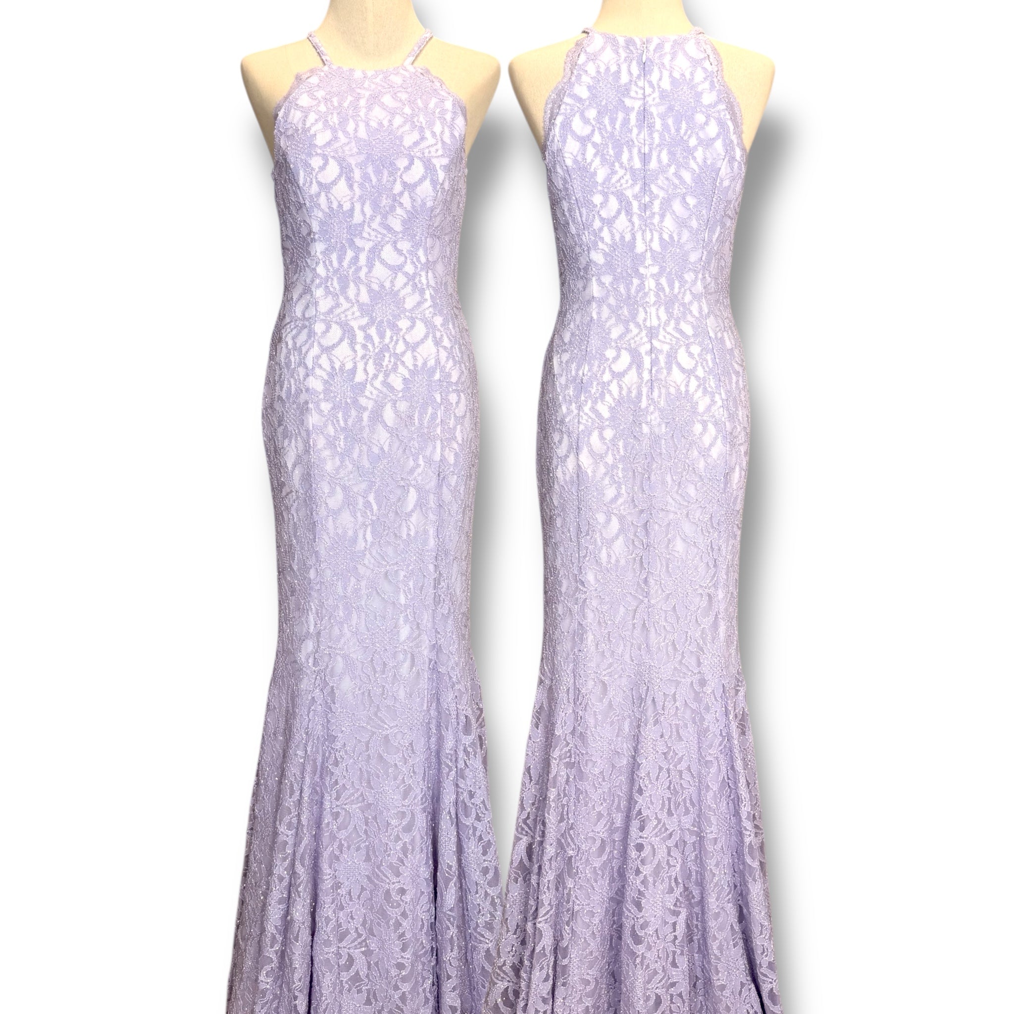 V271 Vintage Lilac Whisper Lace Gown (XS-S)