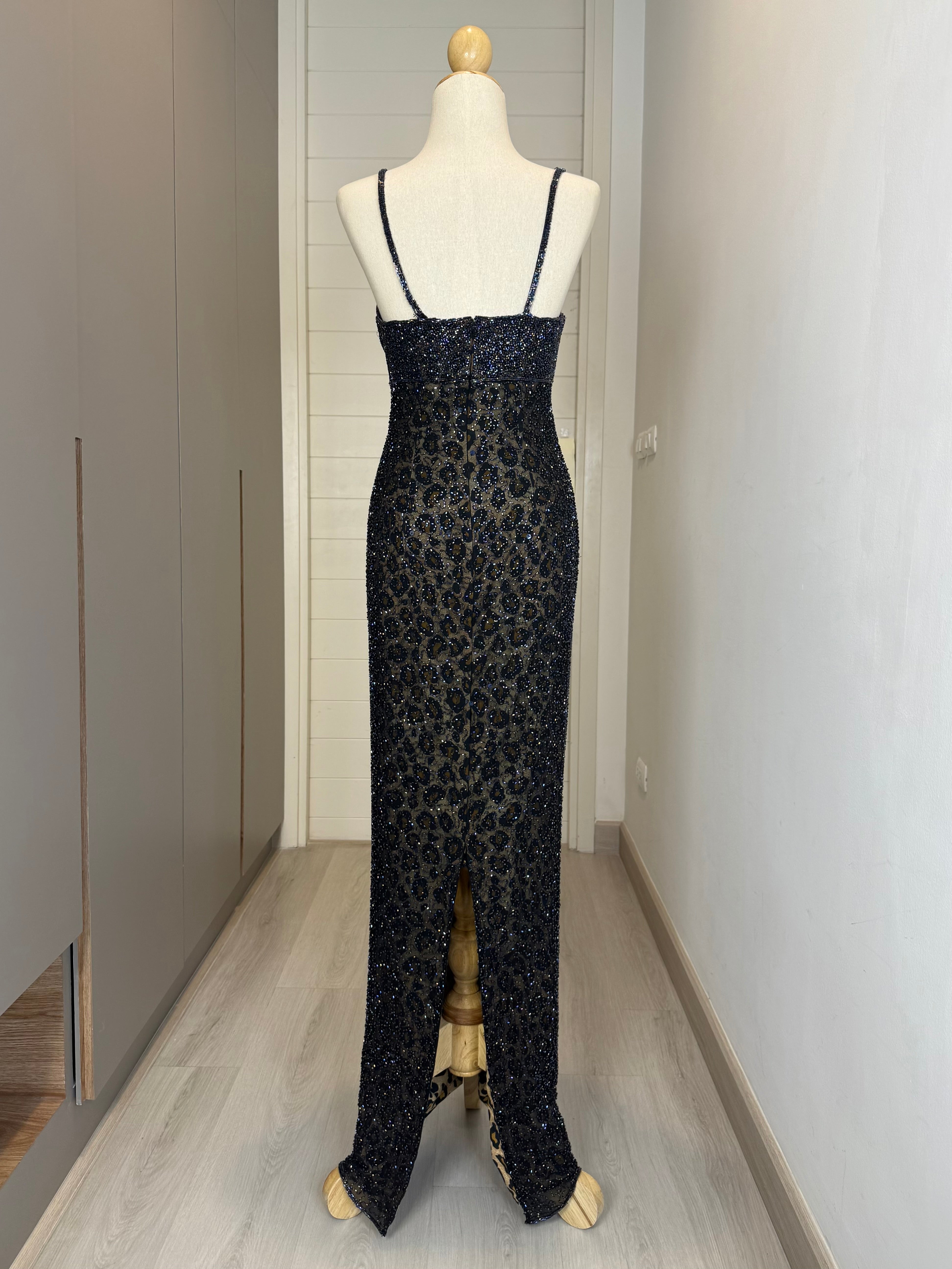 V176 Vintage Super Rare Lillie Rubin Midnight Panther Gown (XS-S)