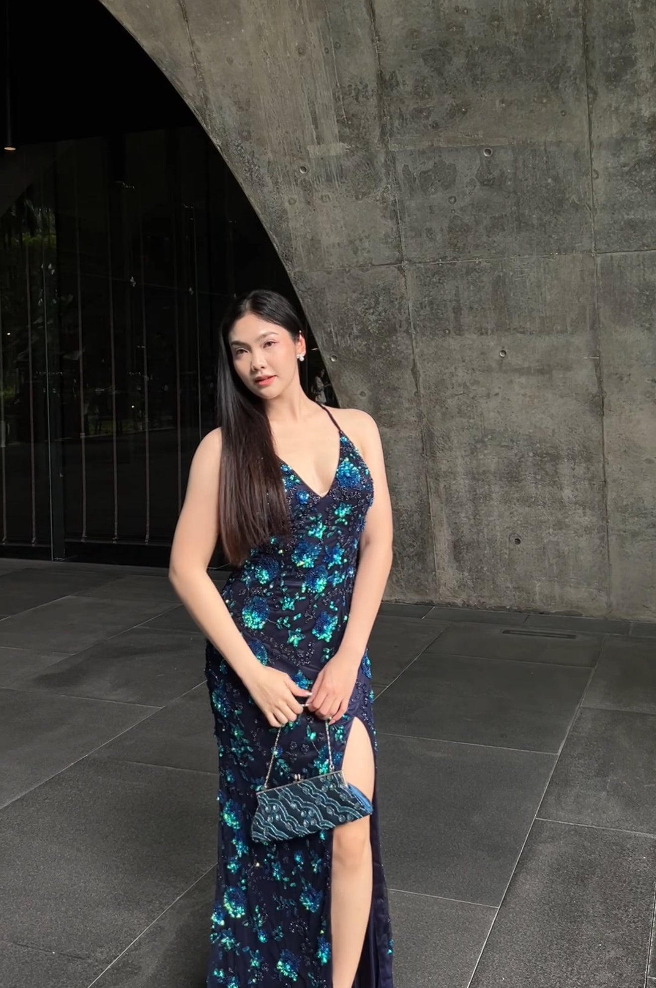 P06 Vintage Primavera Midnight Bloom Evening Gown (S-M)