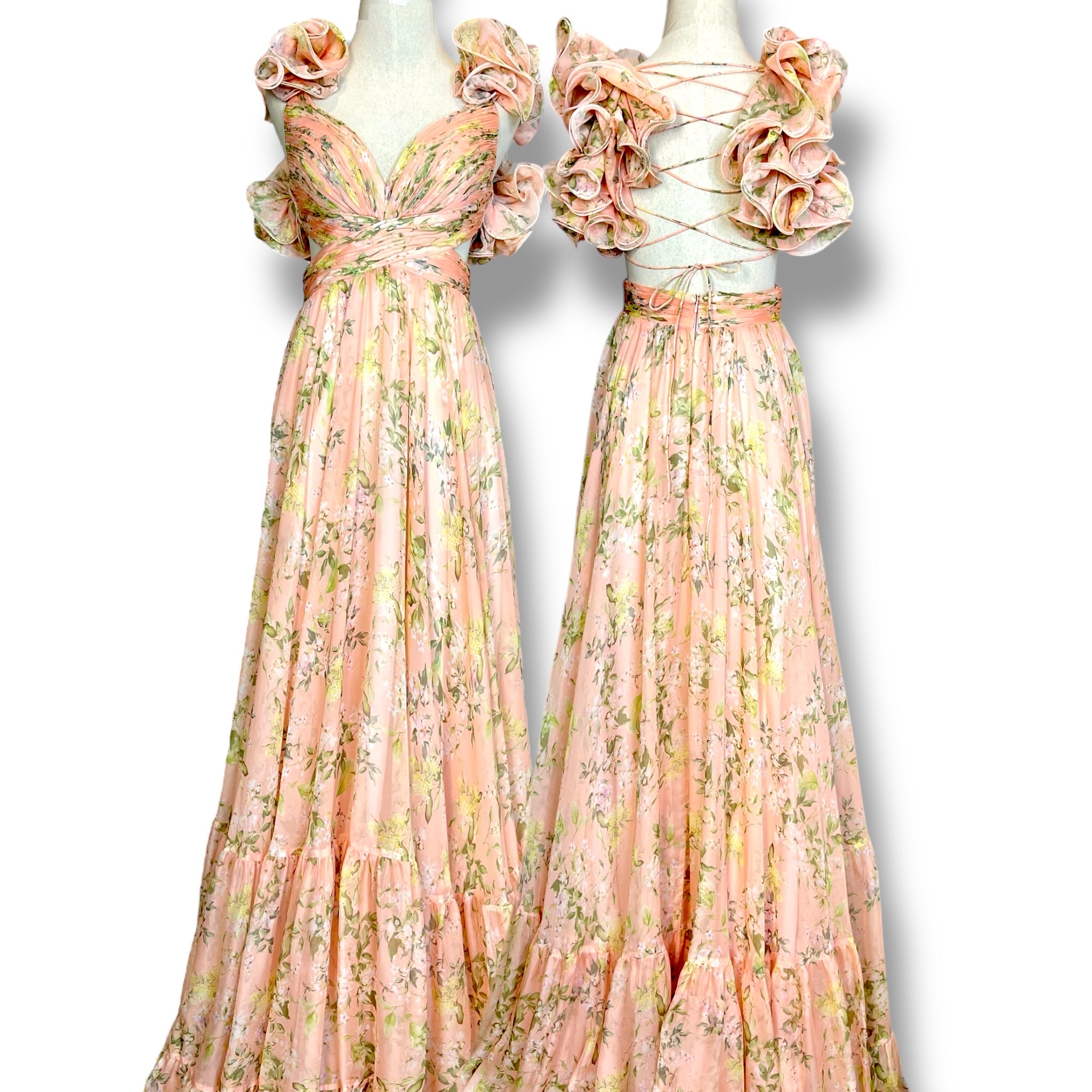M13 Mac Duggal Peach Evening Gown (S)