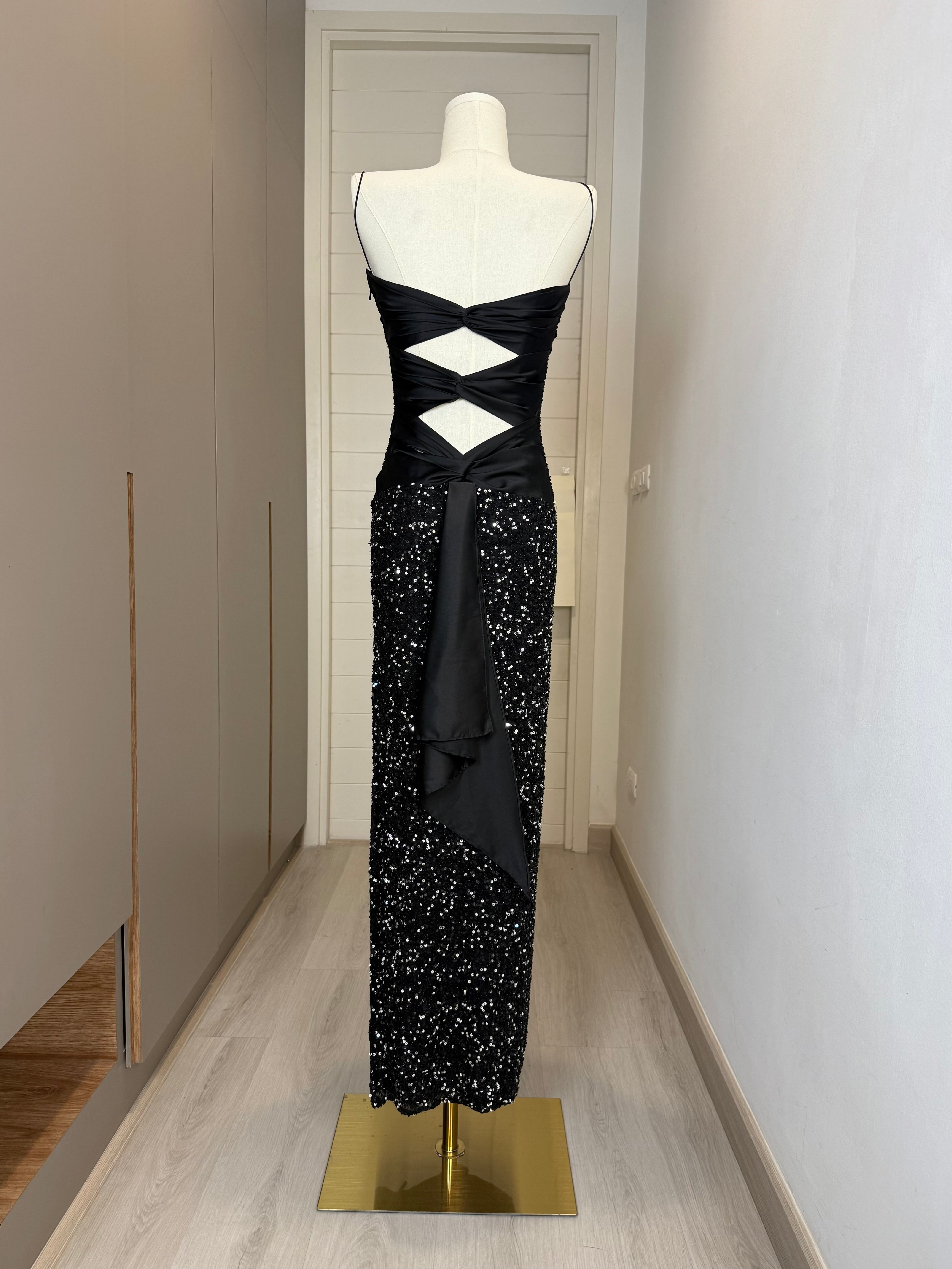 V220 Vintage Scala Midnight Shimmer Cut-Out Dress (XXS)