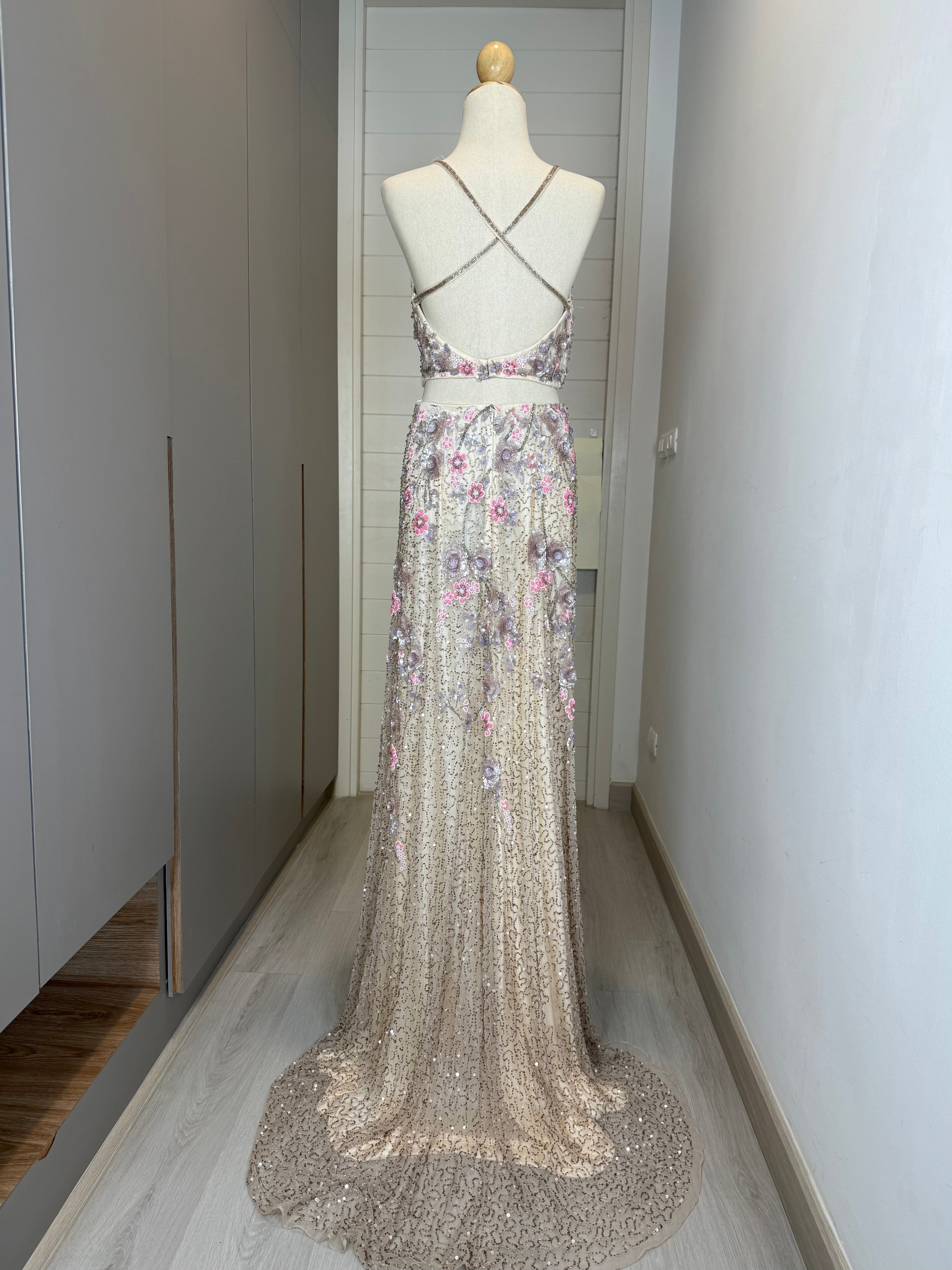 V159 Vintage Primavera Blush Bloom Dress (S-M)