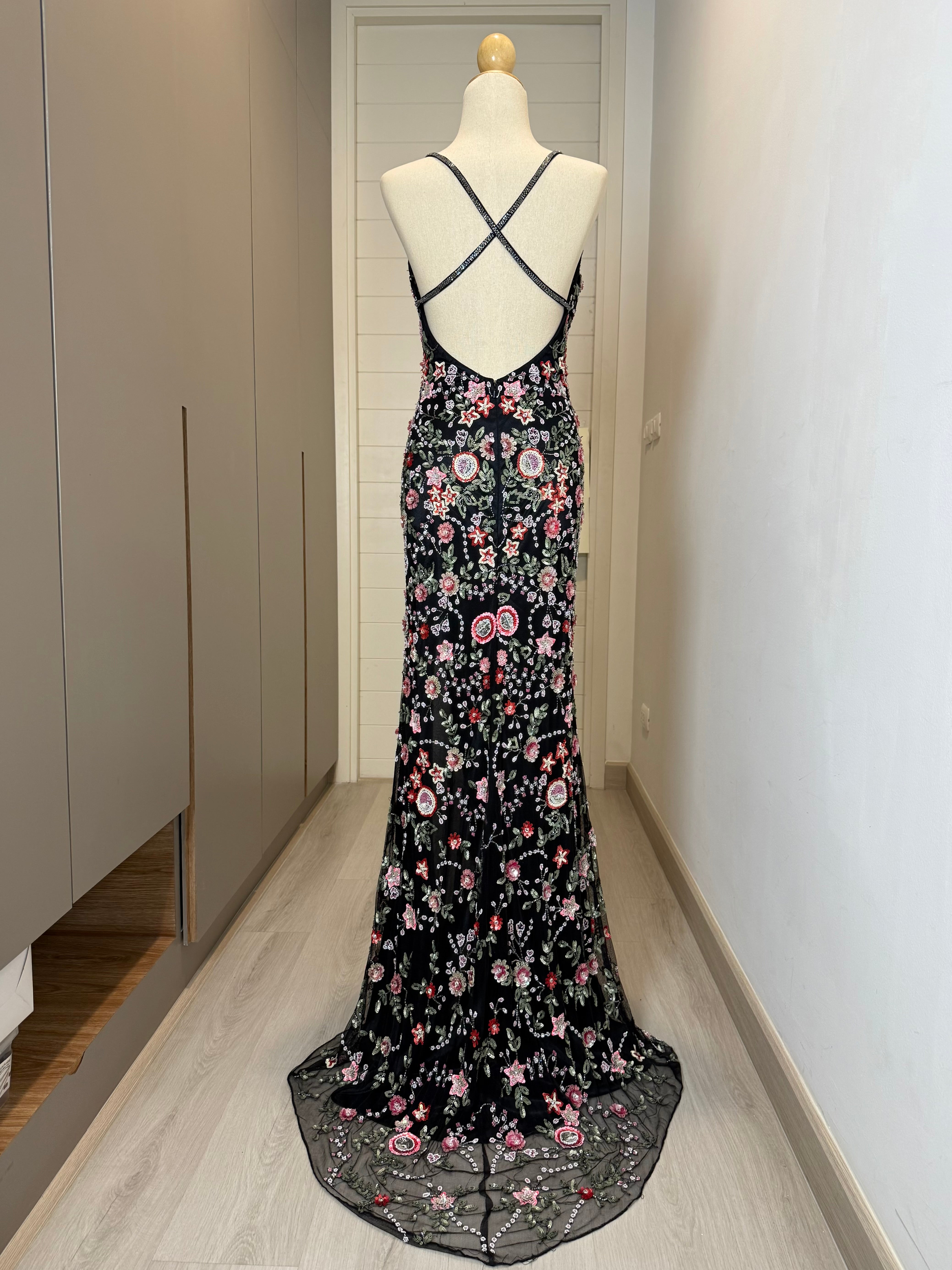 V182 Vintage Primavera Starry Bloom Beaded Dress (XS–S)