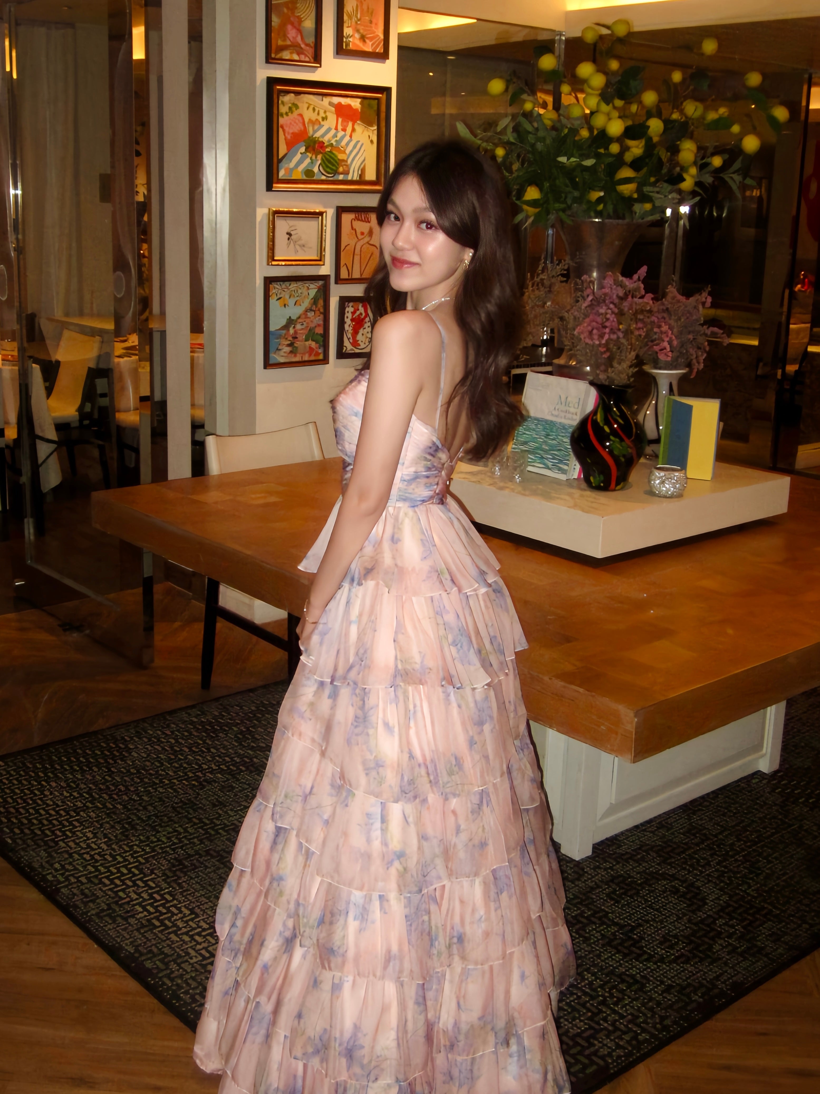 M24 Mac Duggal Lilac Bloom Ruffle Gown (S)