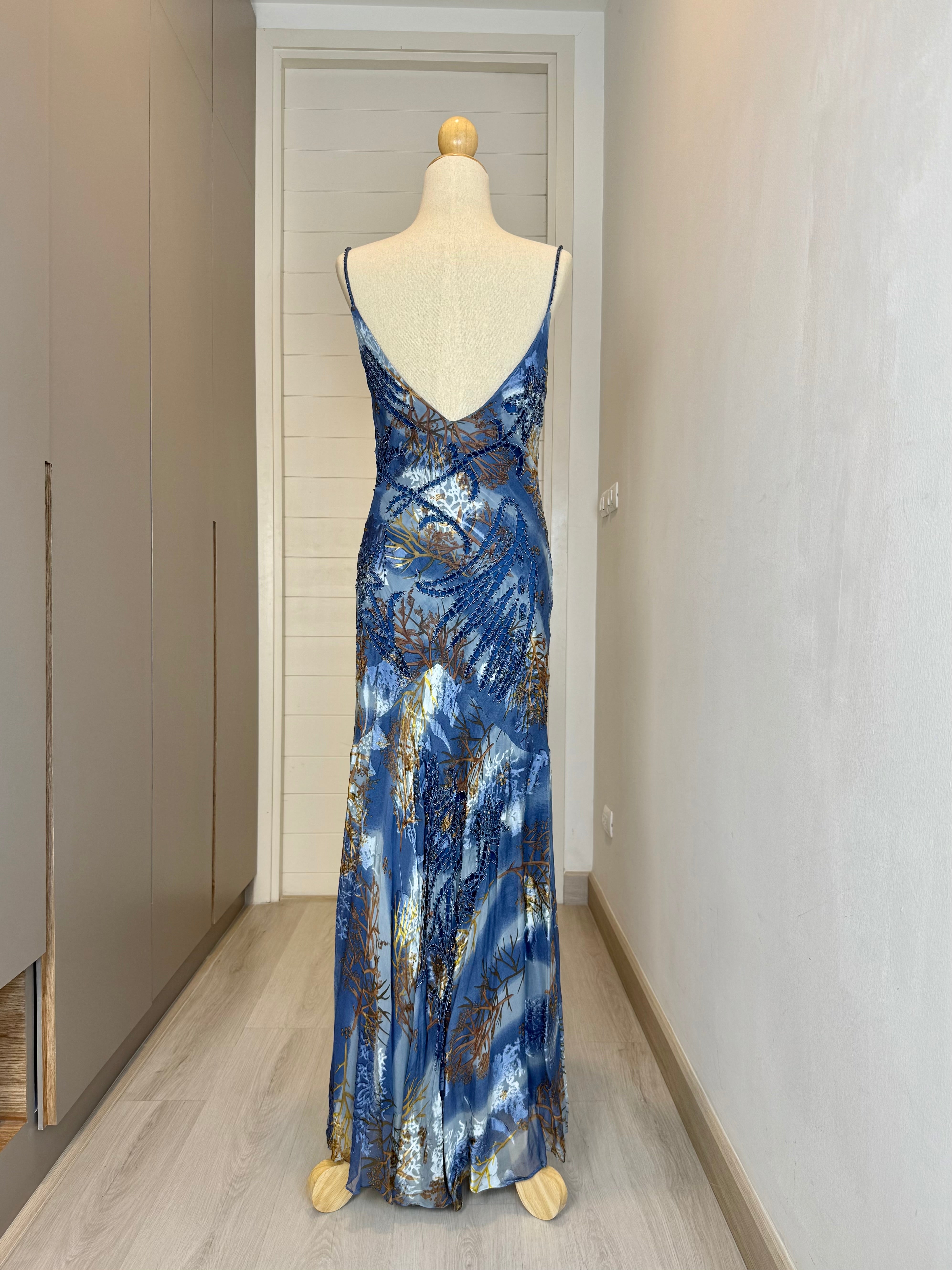 S04 Vintage Super Rare Sue Wong Navy Blue Evening Dress (XS-M) (ชุดใหม่)