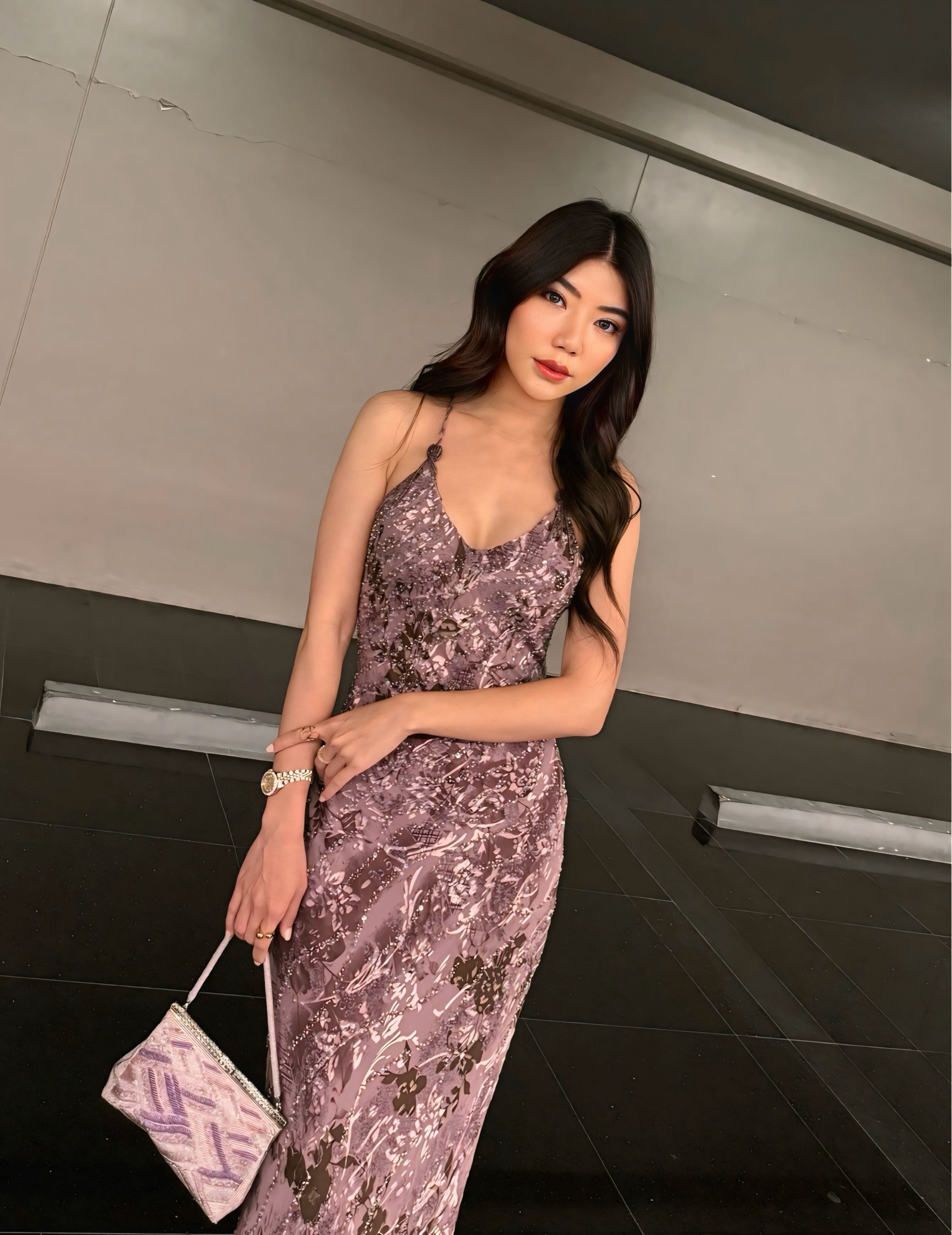 S02 Vintage Super Rare Purple Sue Wong Evening Dress (XS-S)