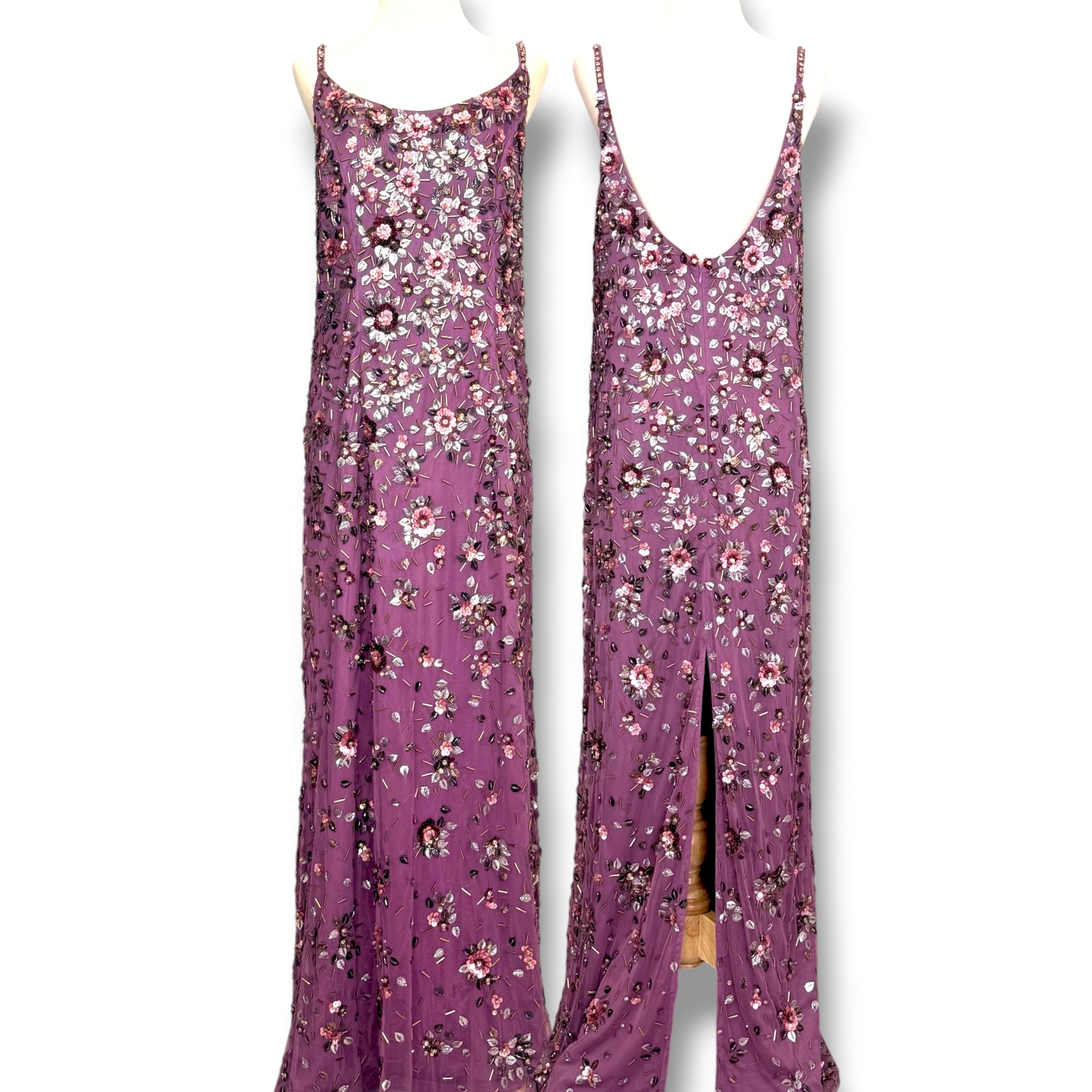 V289 Mac Duggal Plum Blossom Embellished Gown (XL)