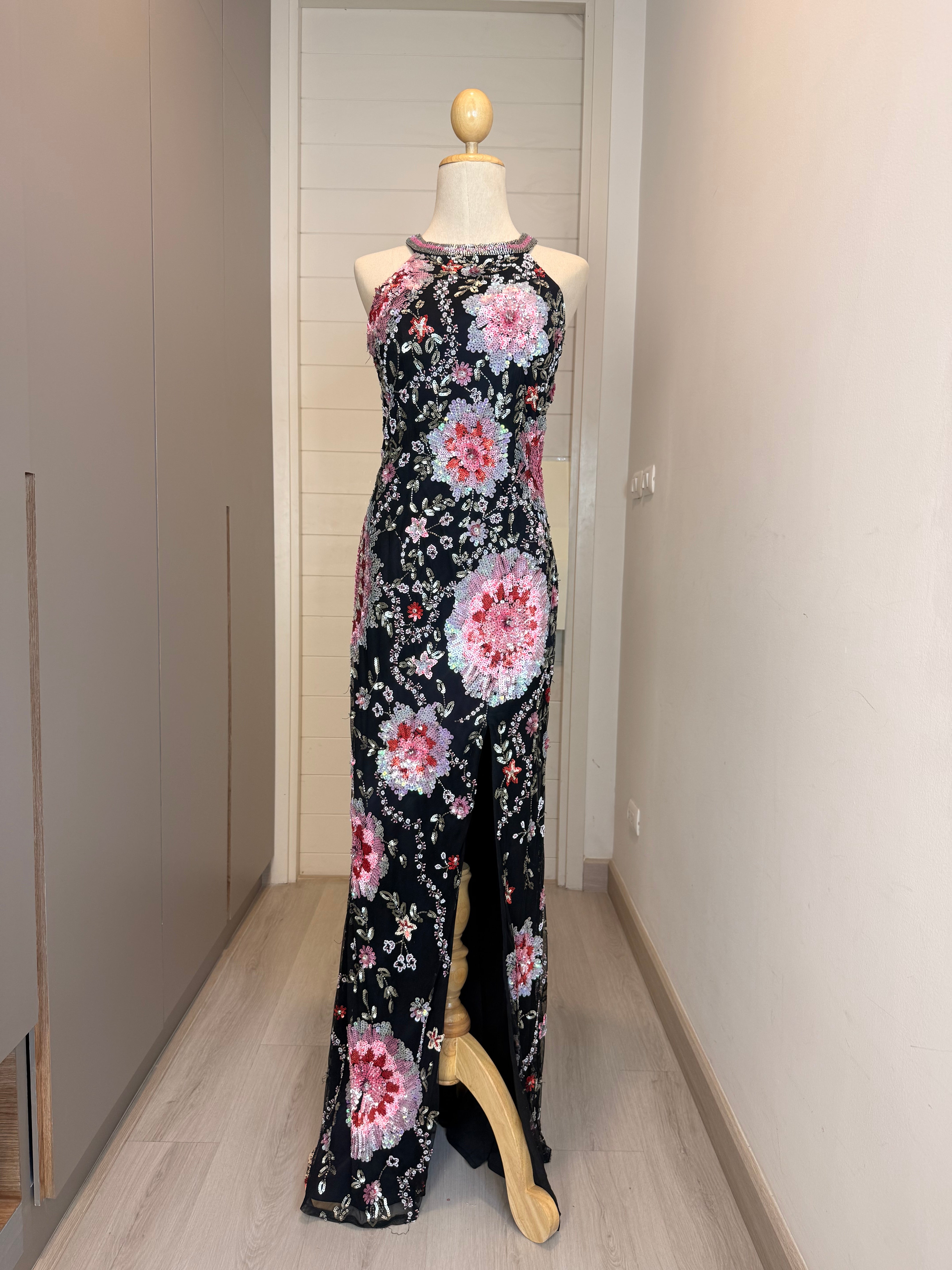 V285 Primavera Couture Midnight Blossom Embellished Gown (L-XL)