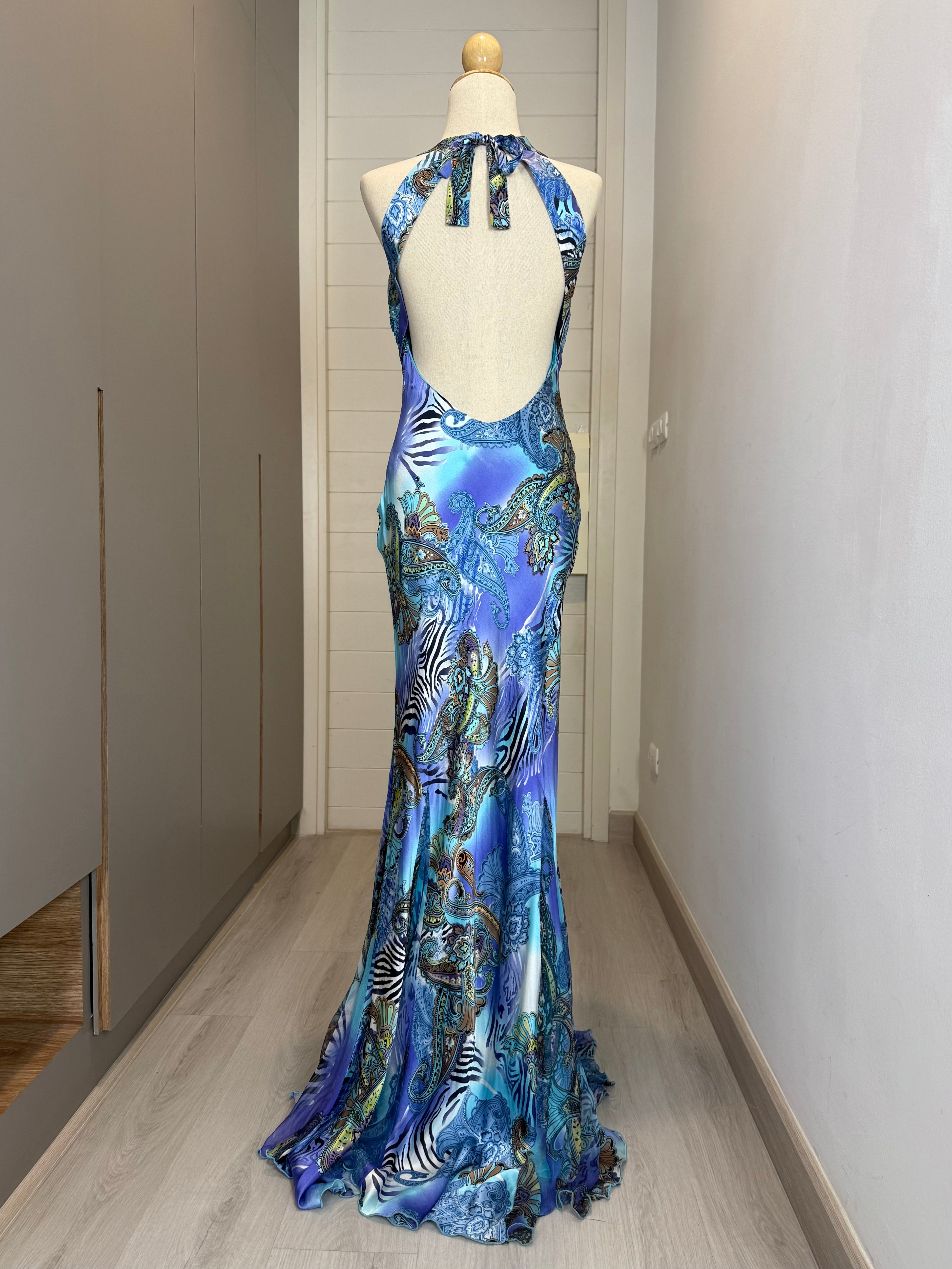 V148 Vintage Cache Halter Ocean Mermaid Dress (S-M)