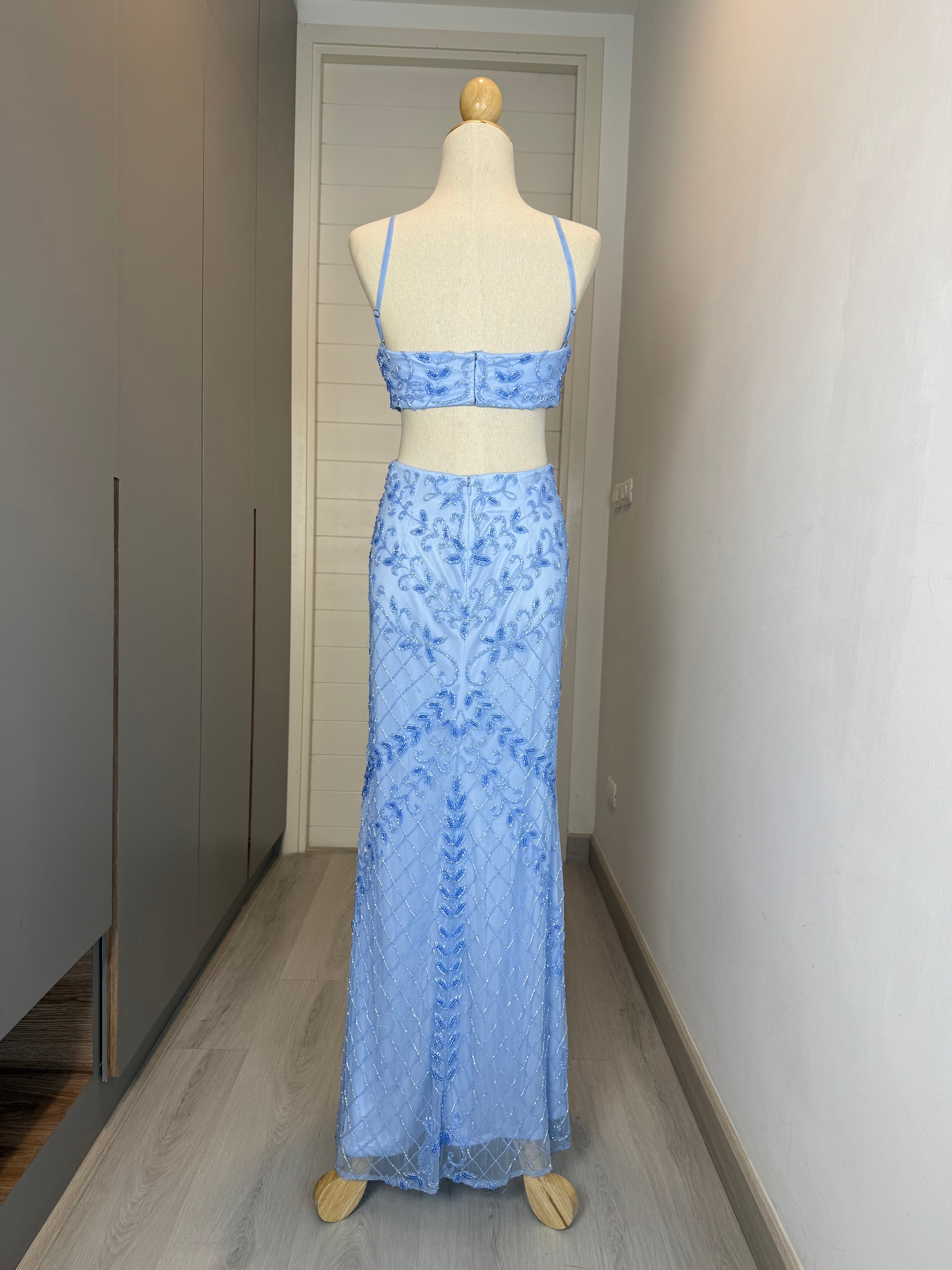 V152 Vintage Super Rare Crystal Sky Evening Gown (XS-S)