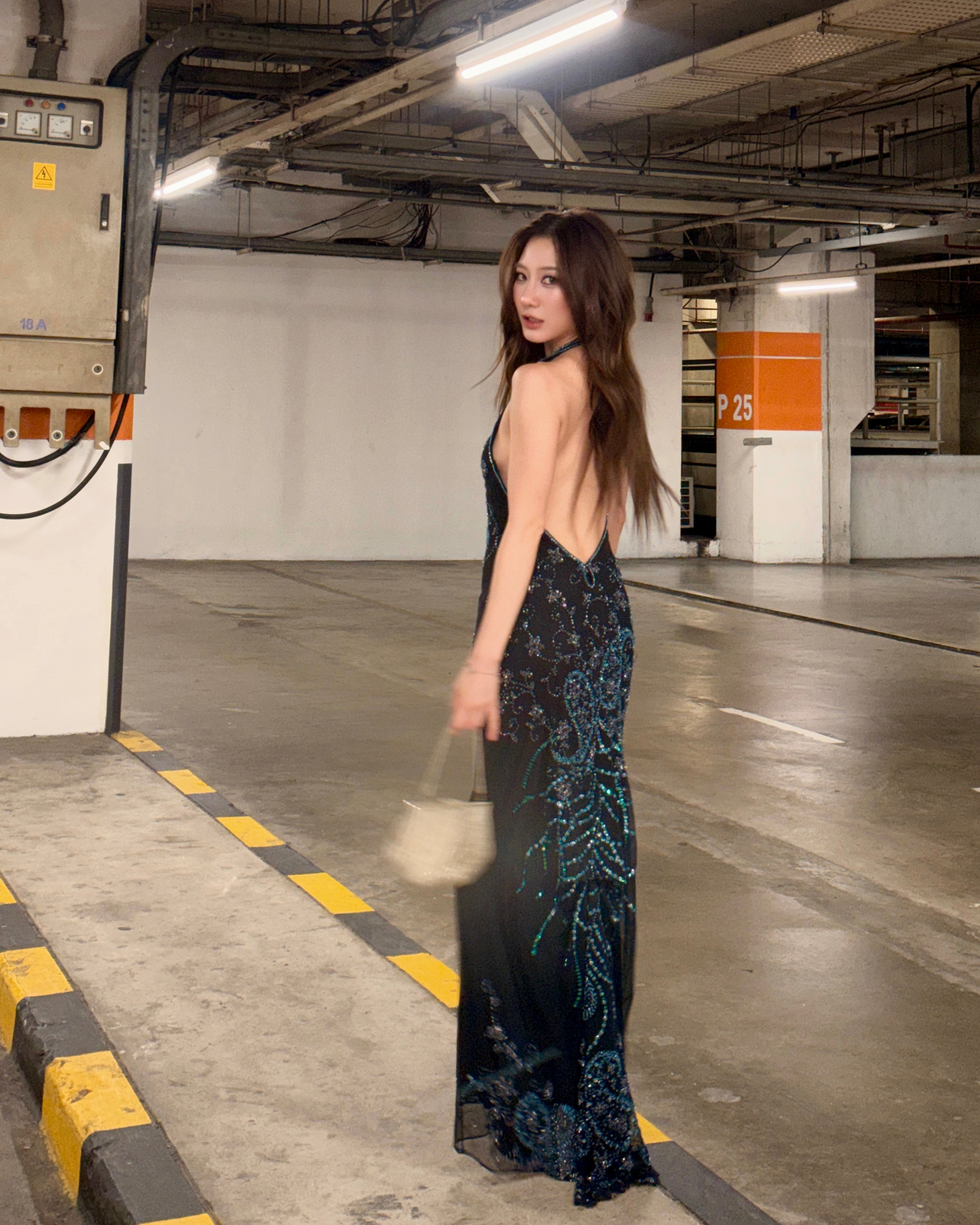 V123 Vintage Attitudes Midnight Starlight Beaded Gown(XS-S)