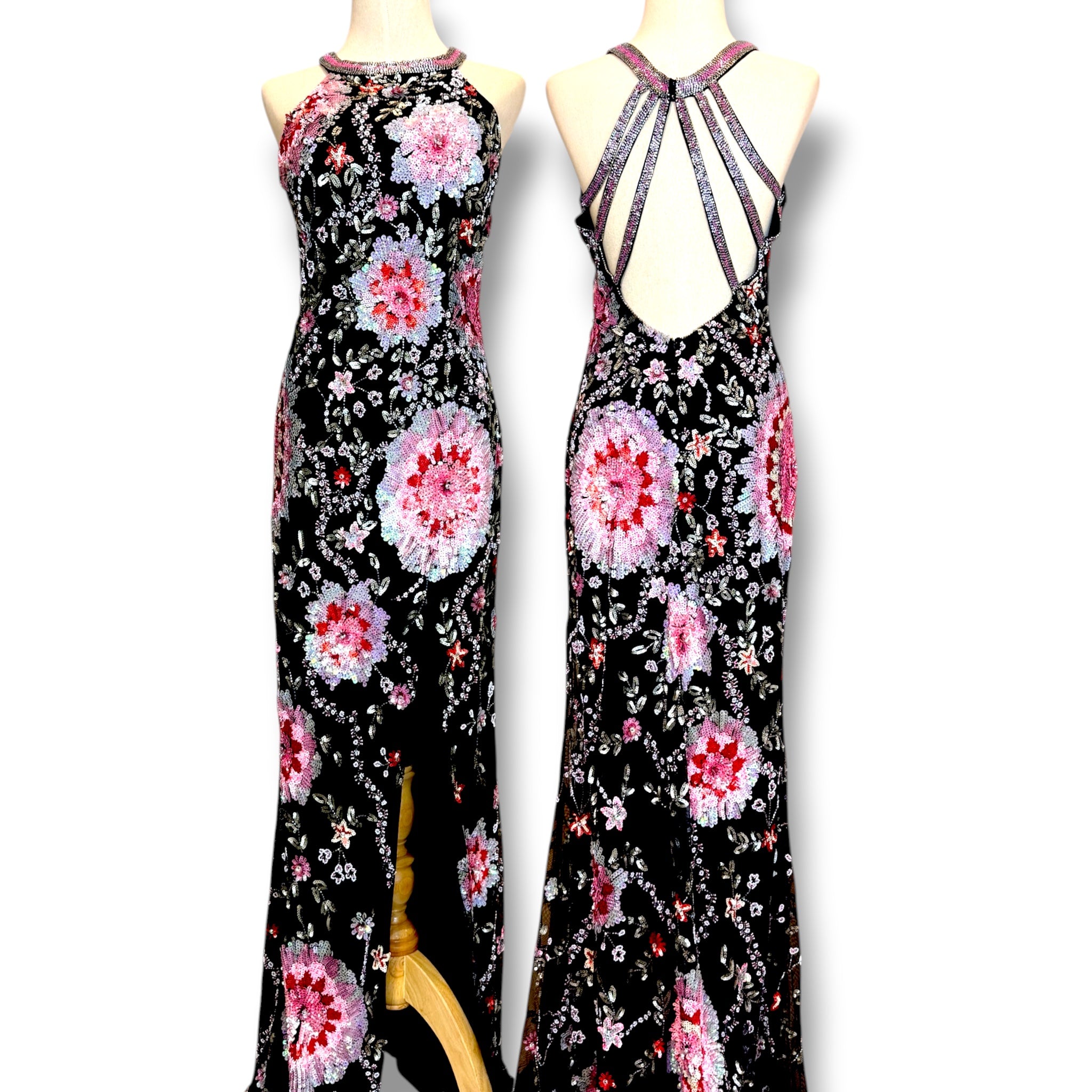 V285 Primavera Couture Midnight Blossom Embellished Gown (L-XL)