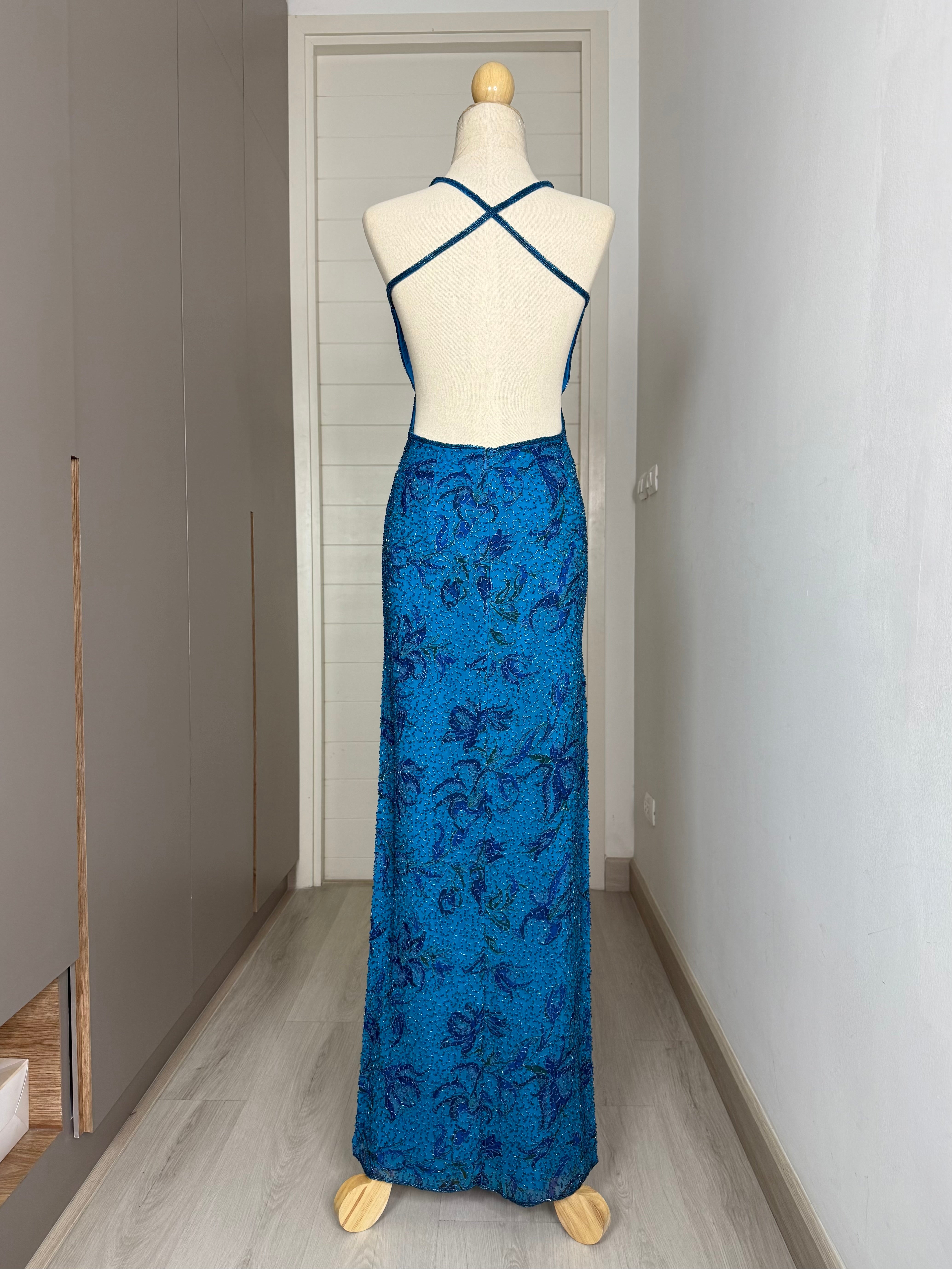 V112 Vintage Ocean Petals Evening Gown (XS-S)