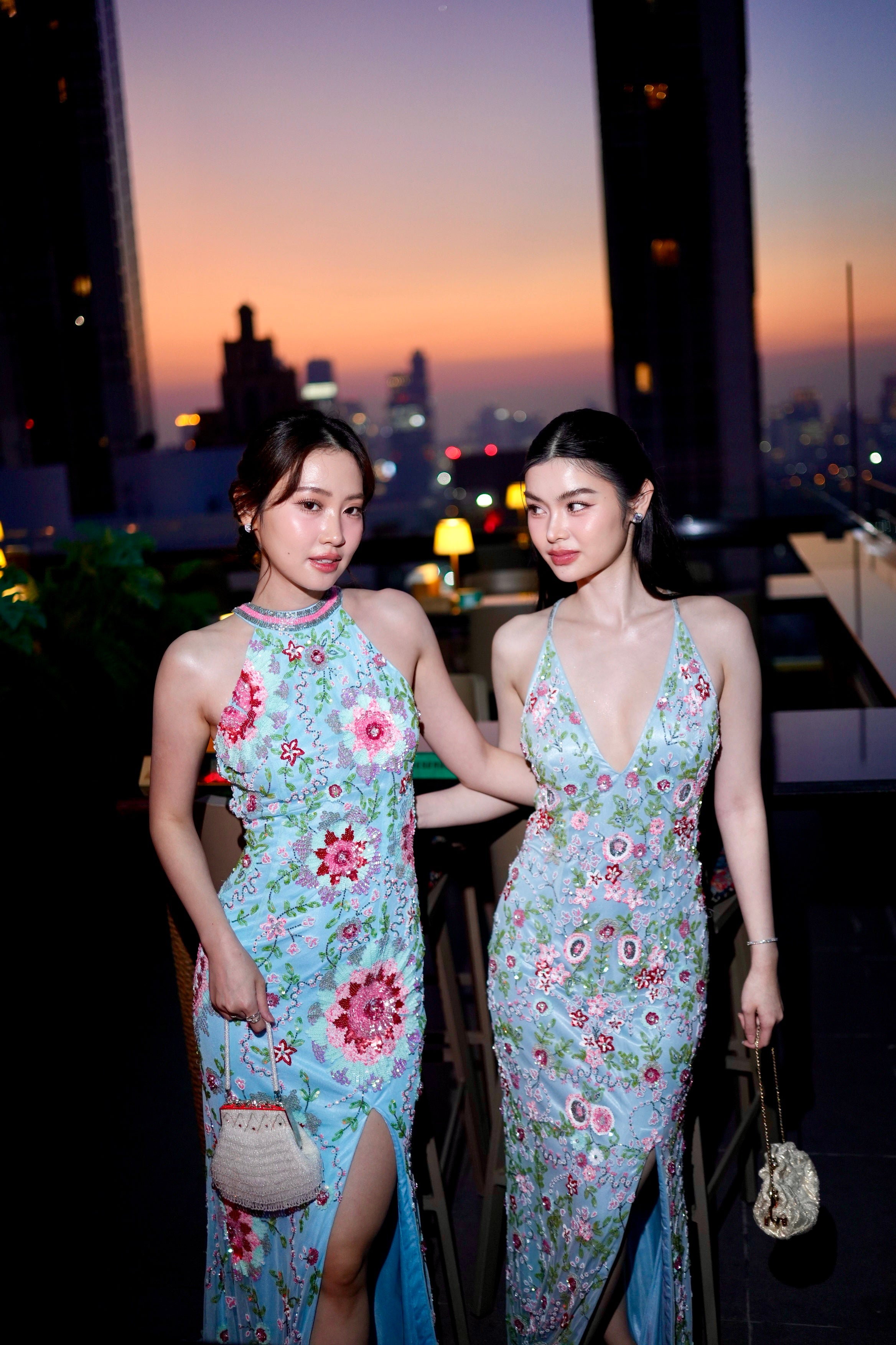 V280 Primavera Couture Sky Blossom Beaded Gown (XS)