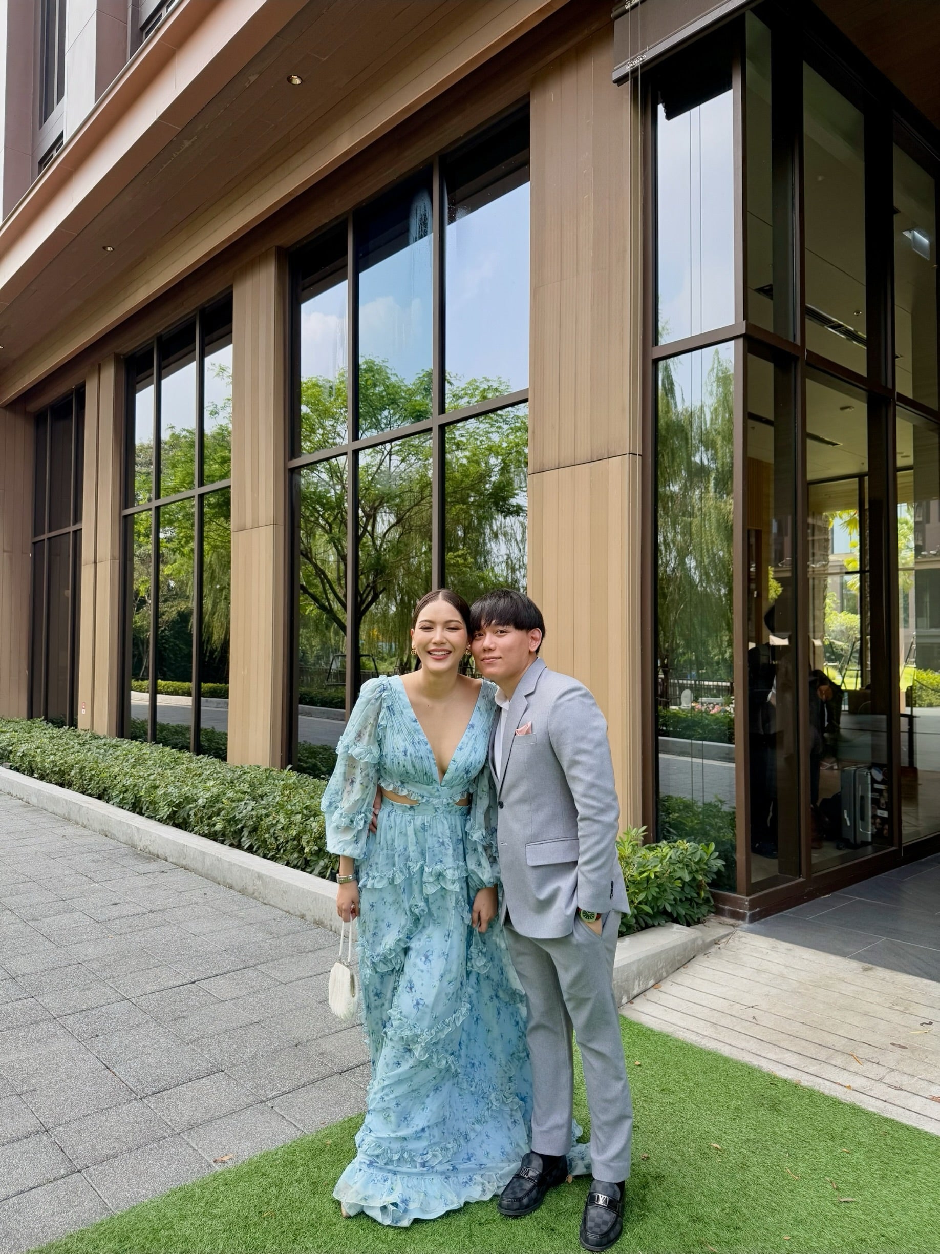 V46 Vintage Style Mac Duggal Blue Evening Gown (S-M)