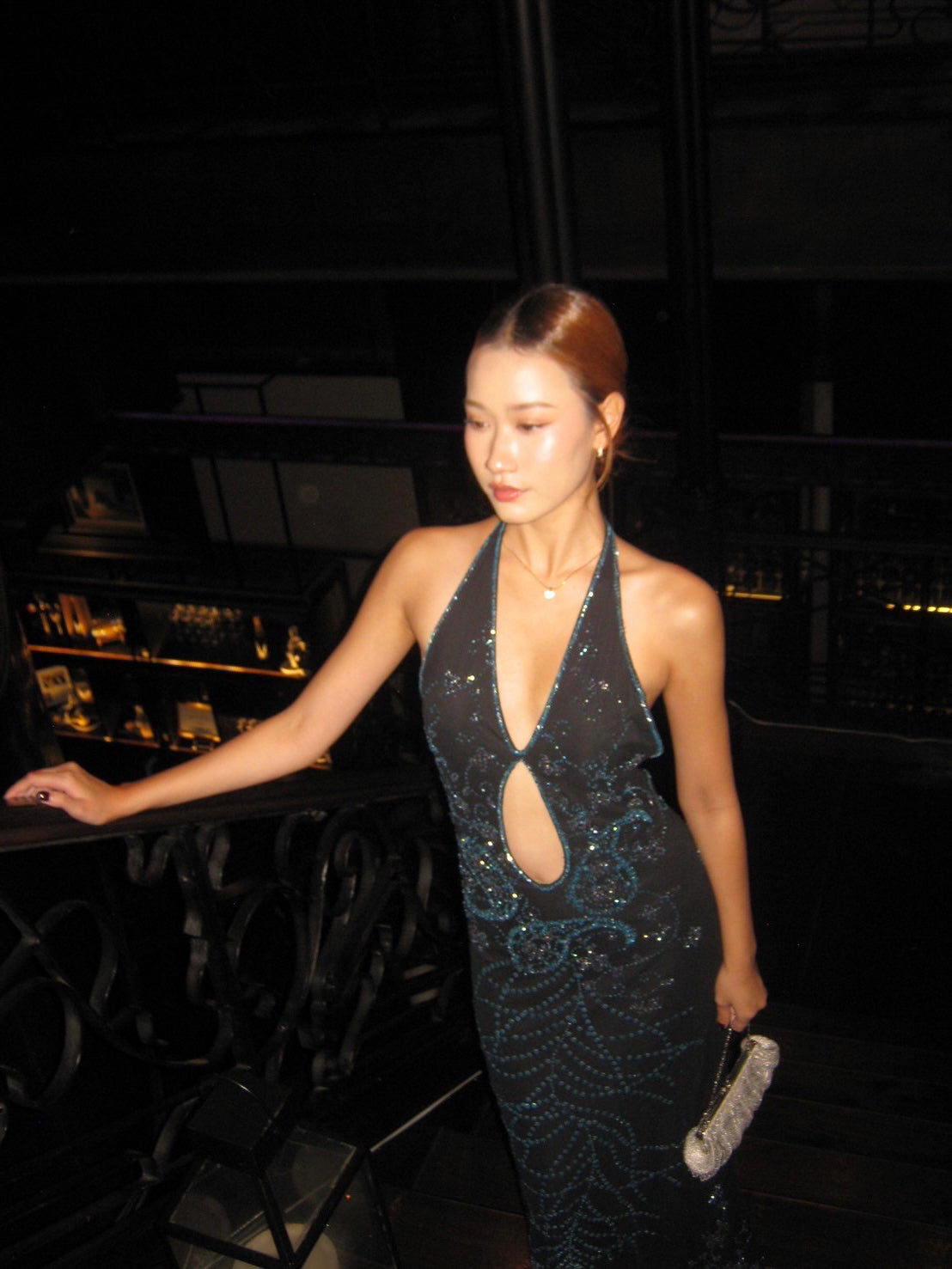 V123 Vintage Attitudes Midnight Starlight Beaded Gown(XS-S)