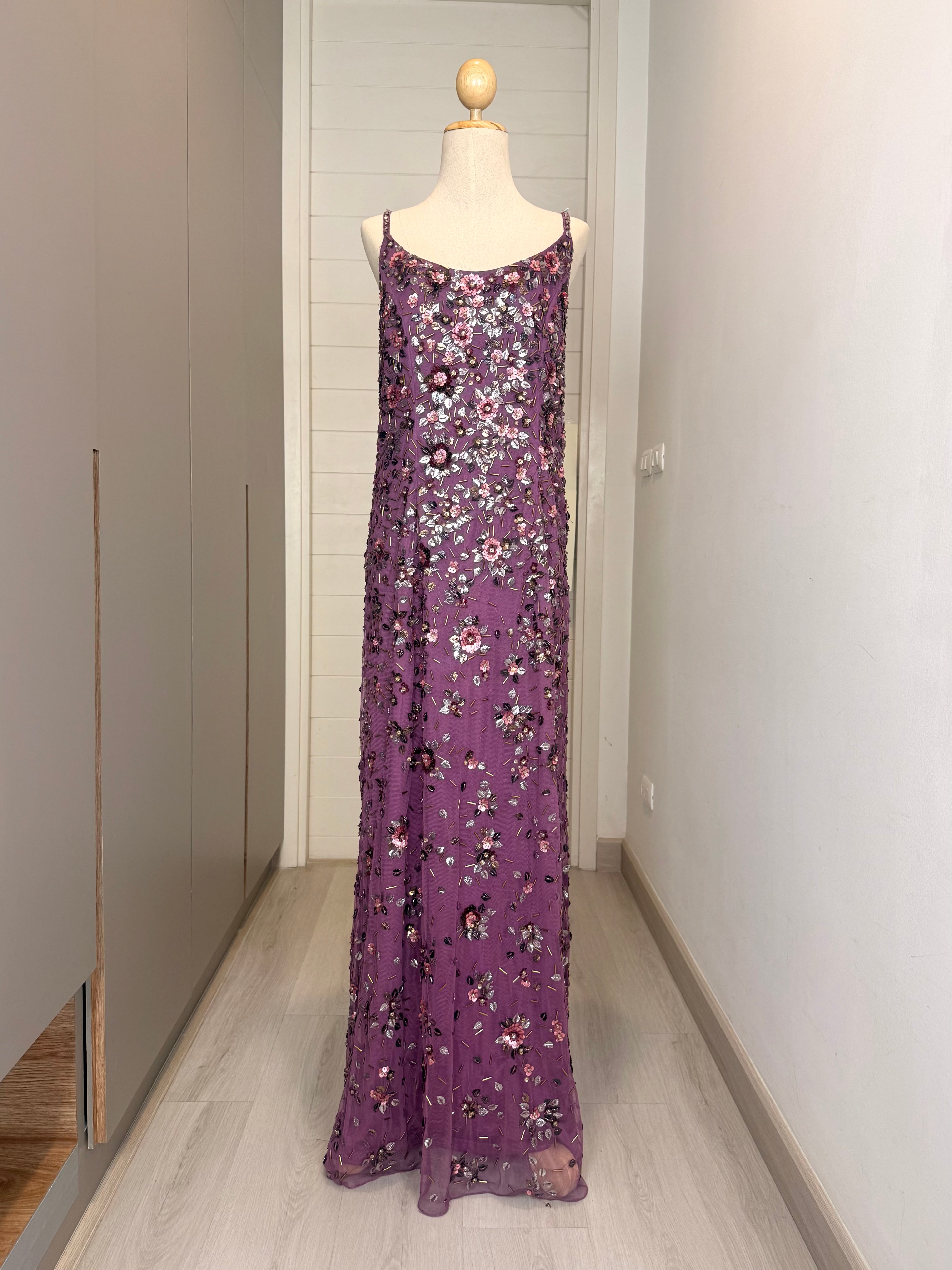 V289 Mac Duggal Plum Blossom Embellished Gown (XL)