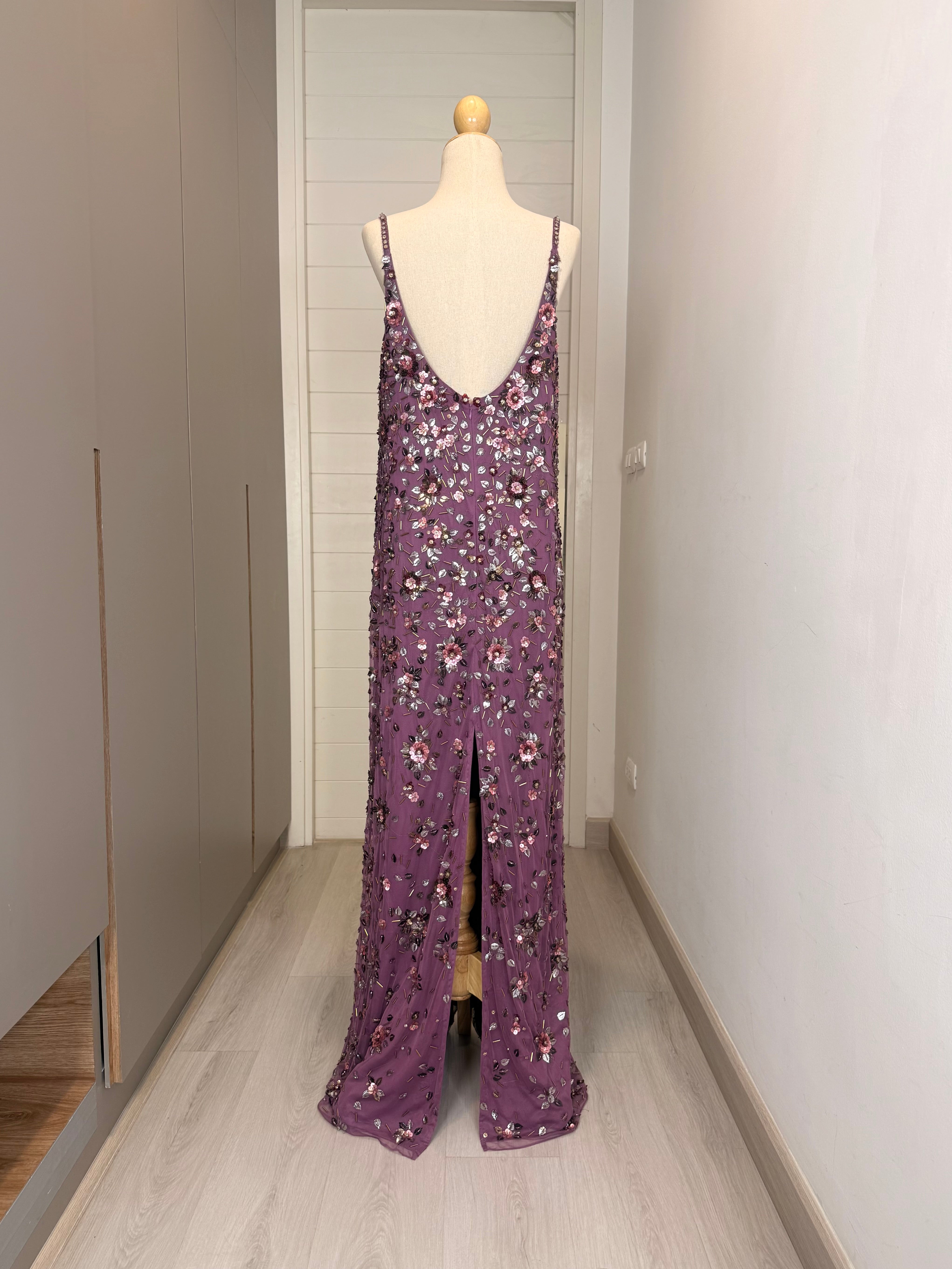 V289 Mac Duggal Plum Blossom Embellished Gown (XL)