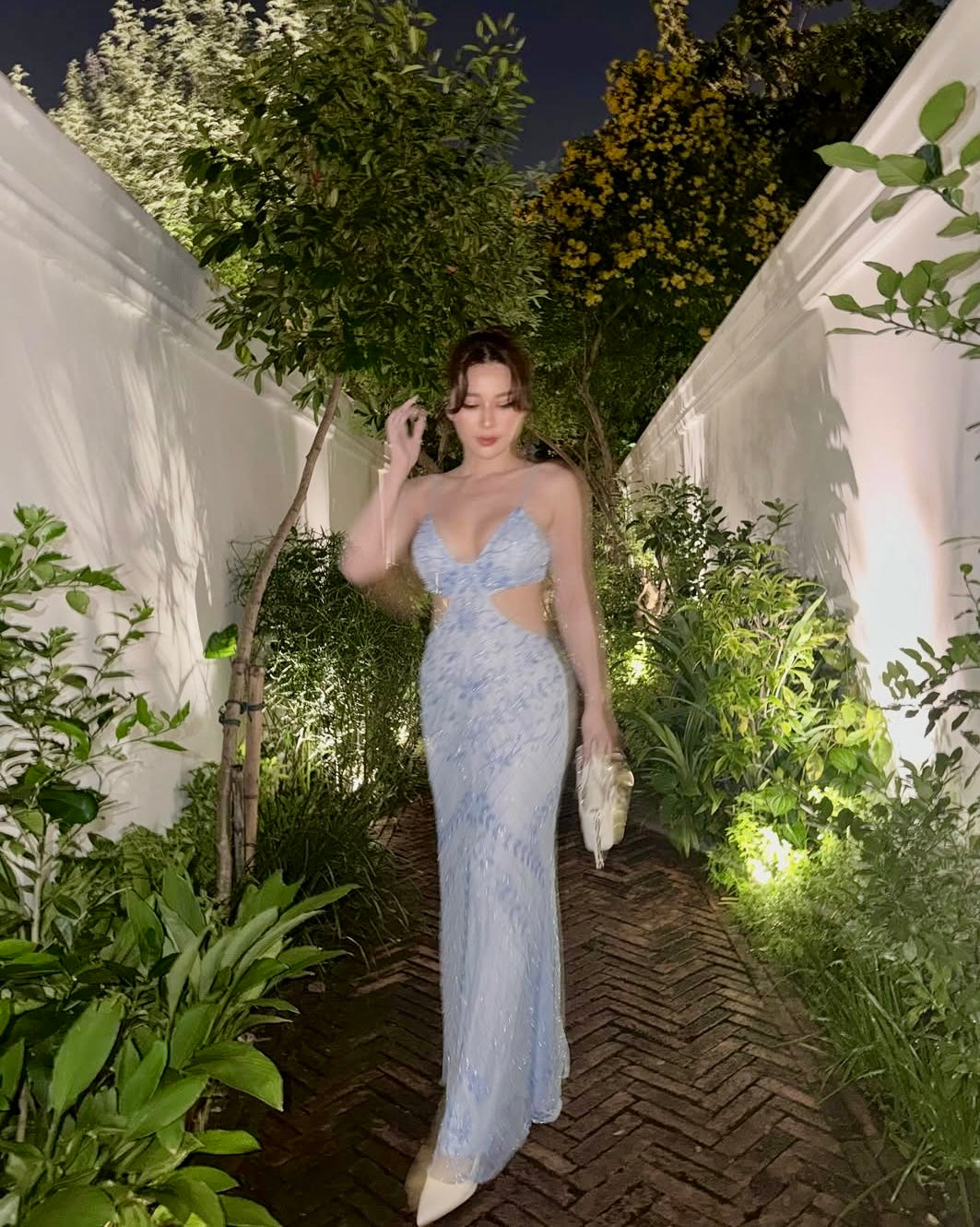 V152 Vintage Super Rare Crystal Sky Evening Gown (XS-S)