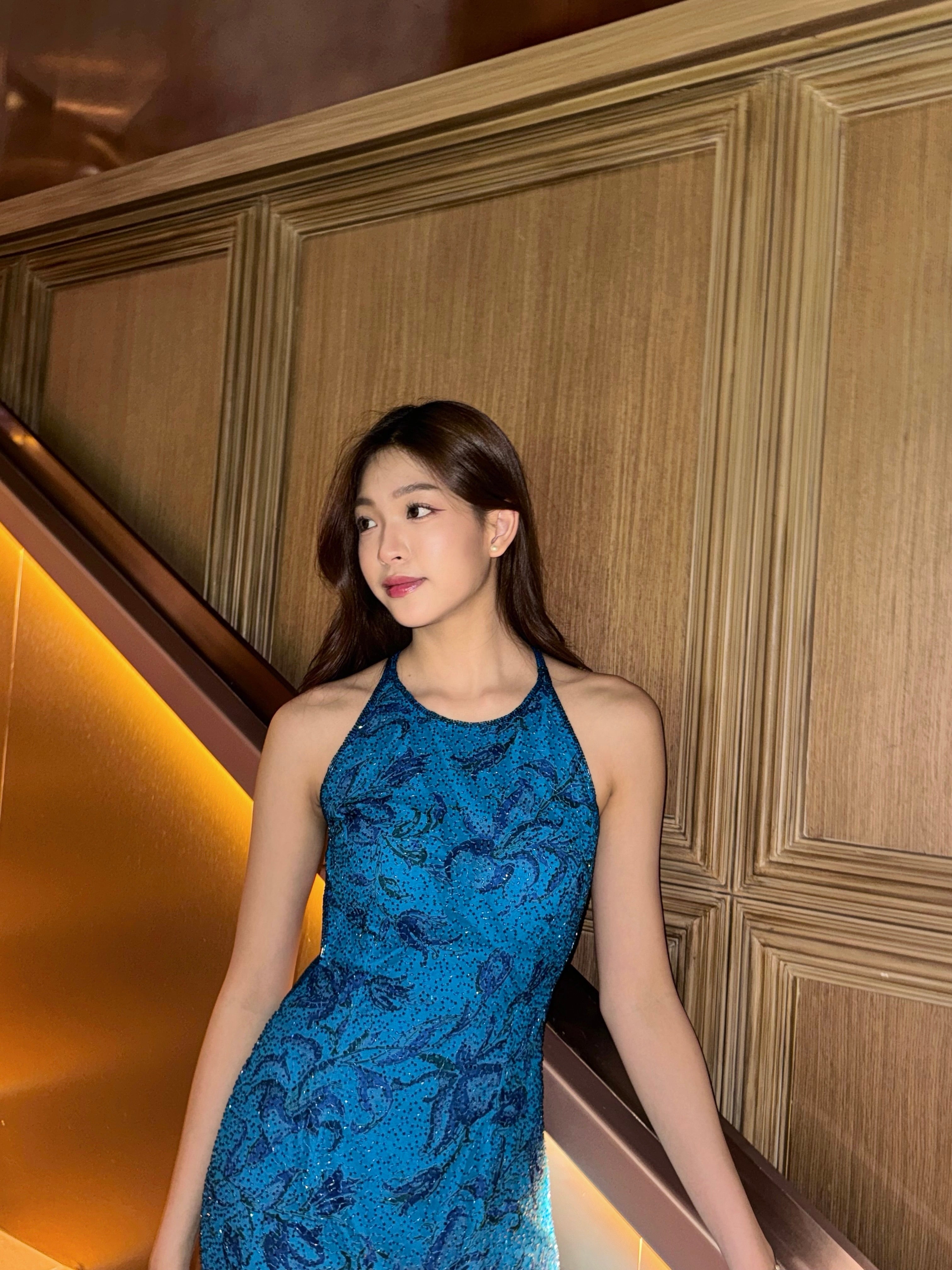 V112 Vintage Ocean Petals Evening Gown (XS-S)