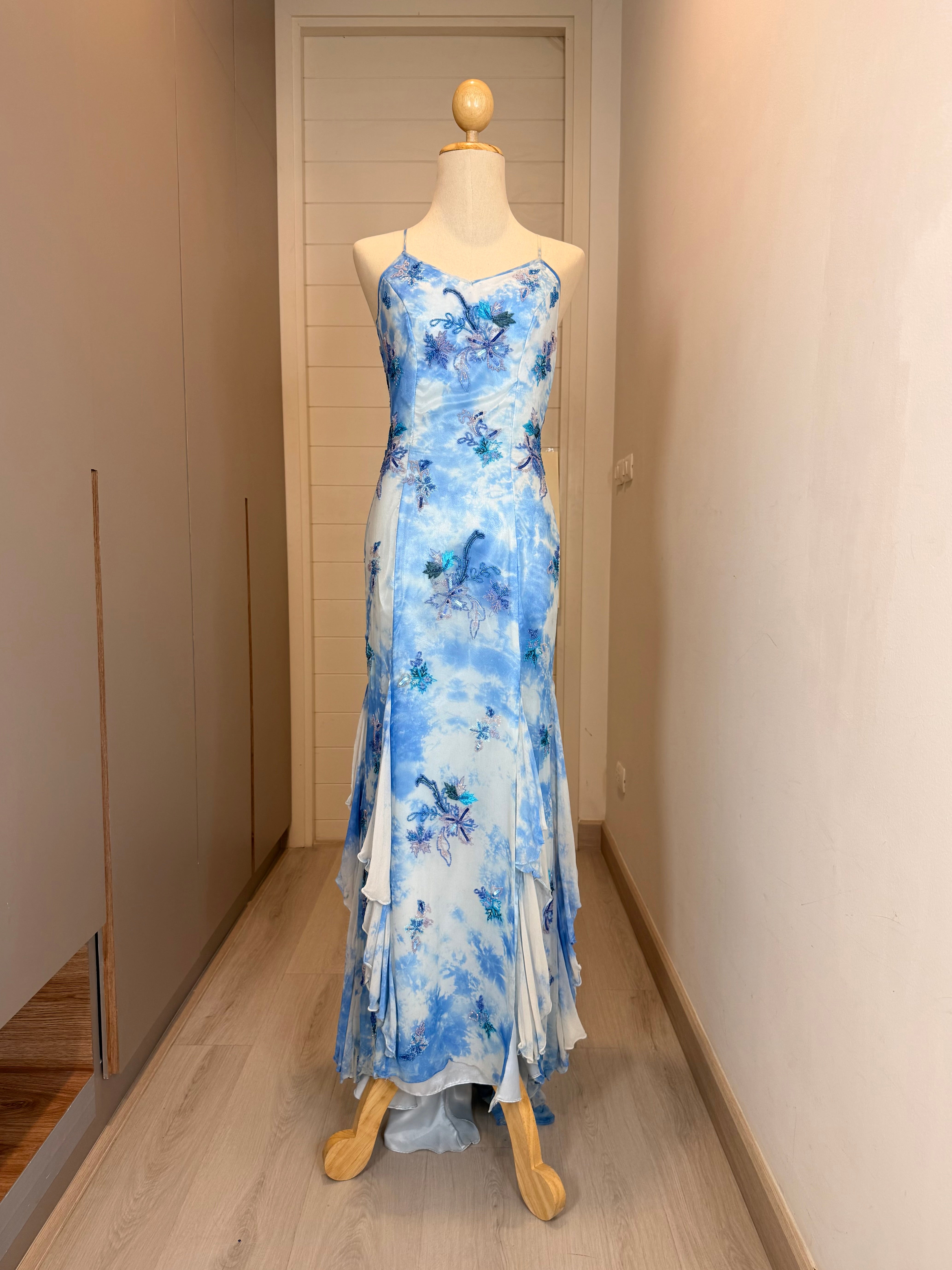 V291 Vintage Scala Blue Moon Embellished Gown (XS-S)
