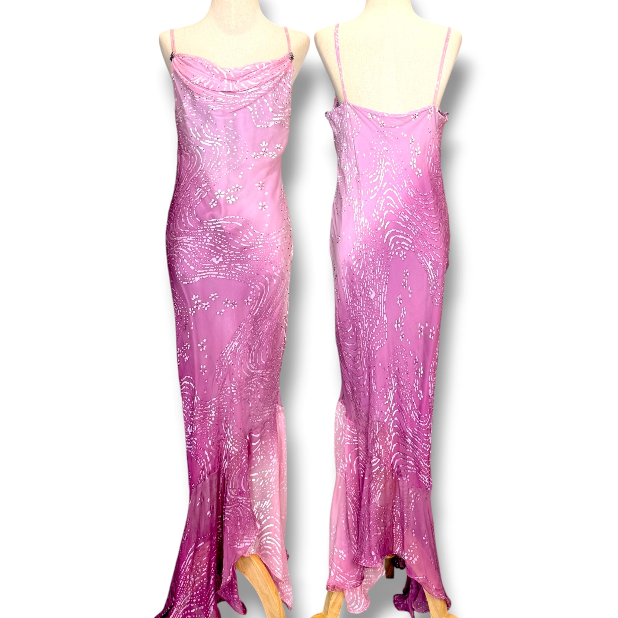 V295 Vintage Brin de Femme Lavender Blossom Beaded Gown (M)