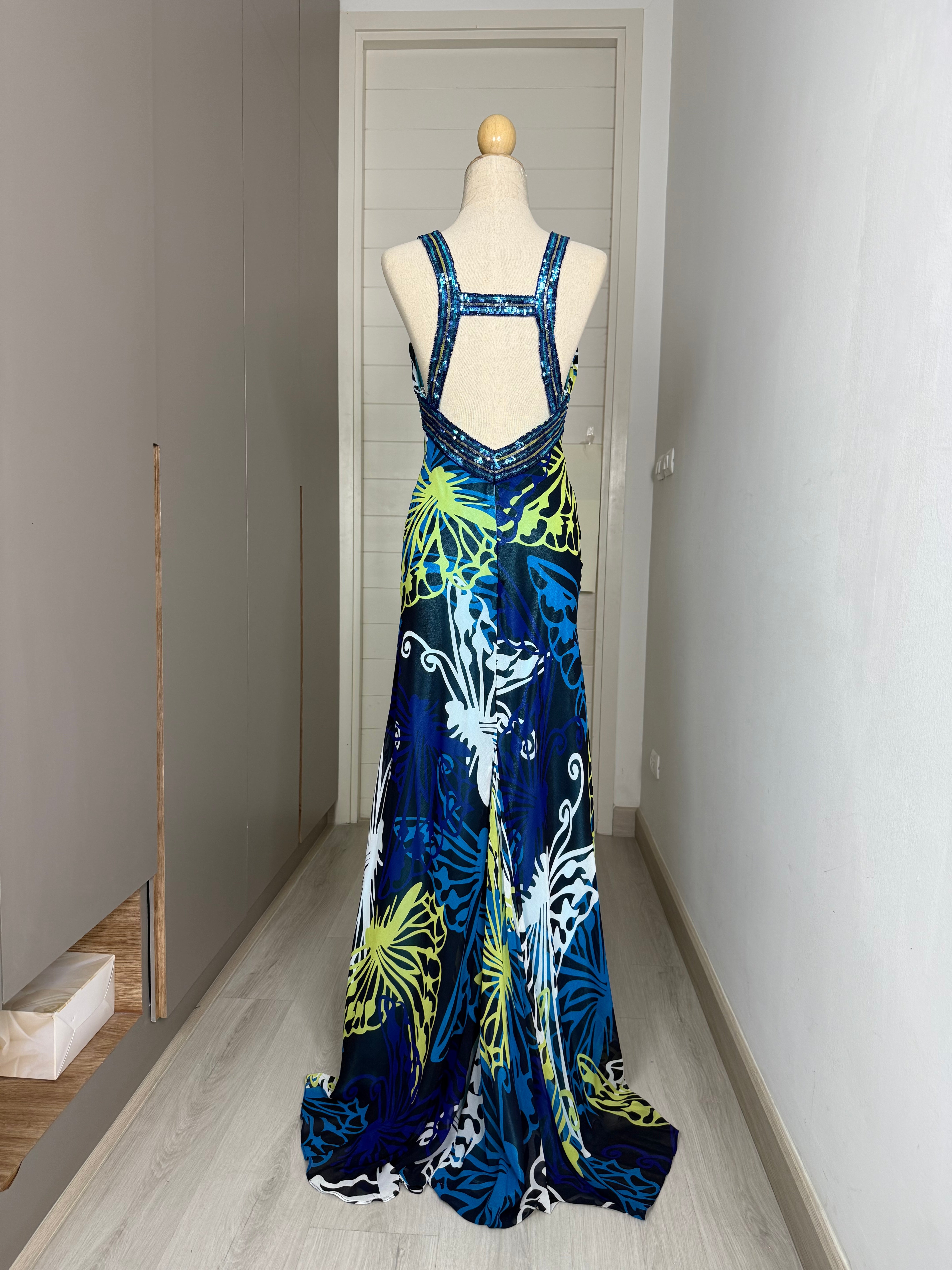 V113 Vintage Butterfly Bloom Evening Gown (XS-S)