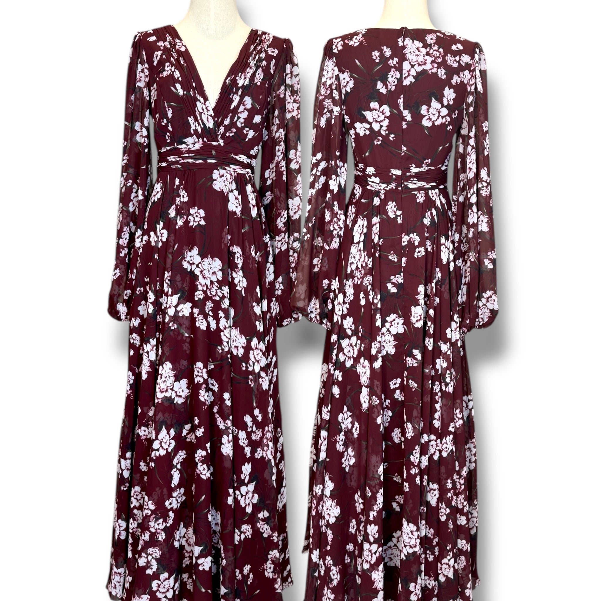 V238 Vintage Mac Duggal Red Wine Evening Gown (XS)