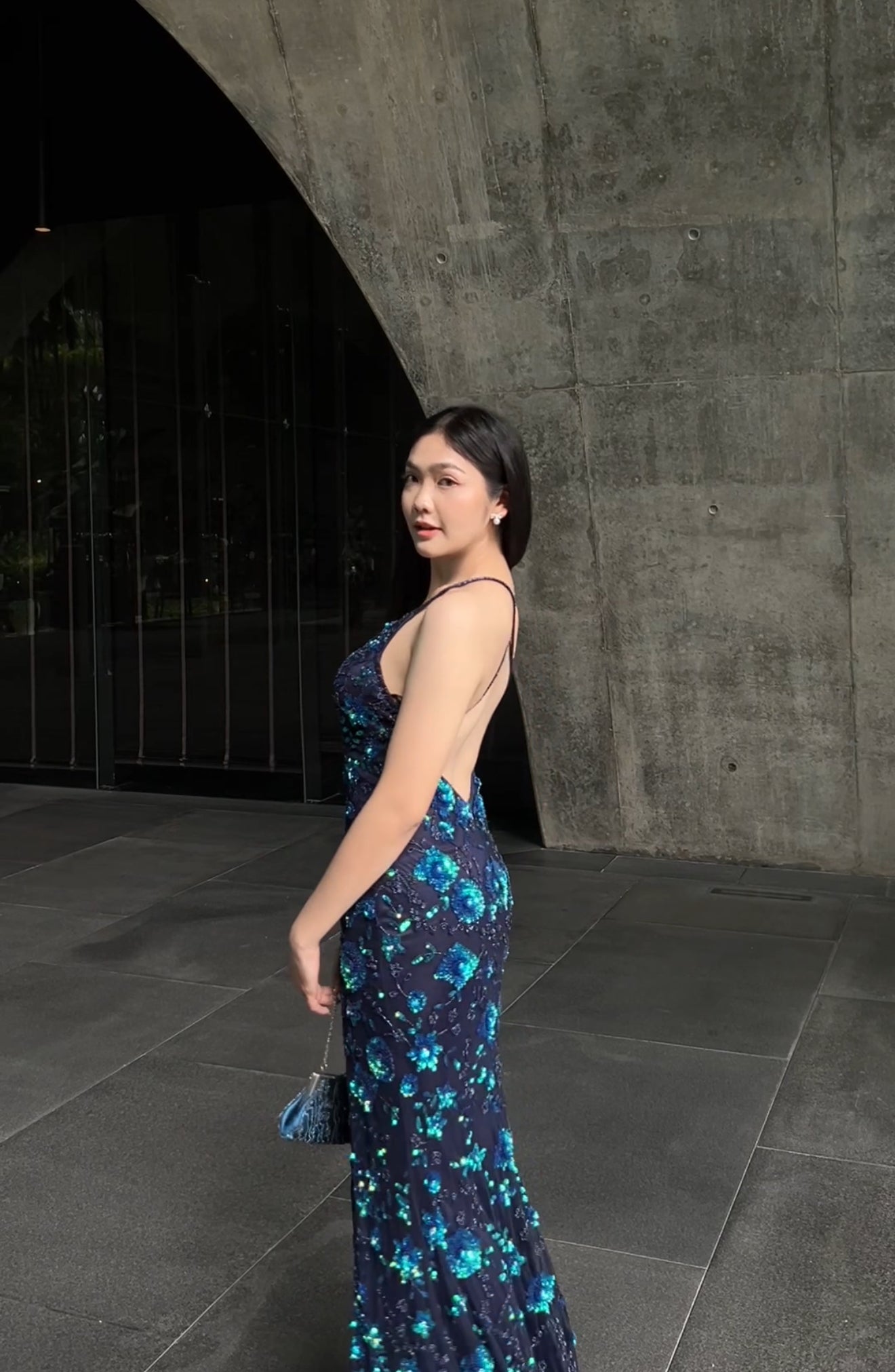 P06 Vintage Primavera Midnight Bloom Evening Gown (S-M)