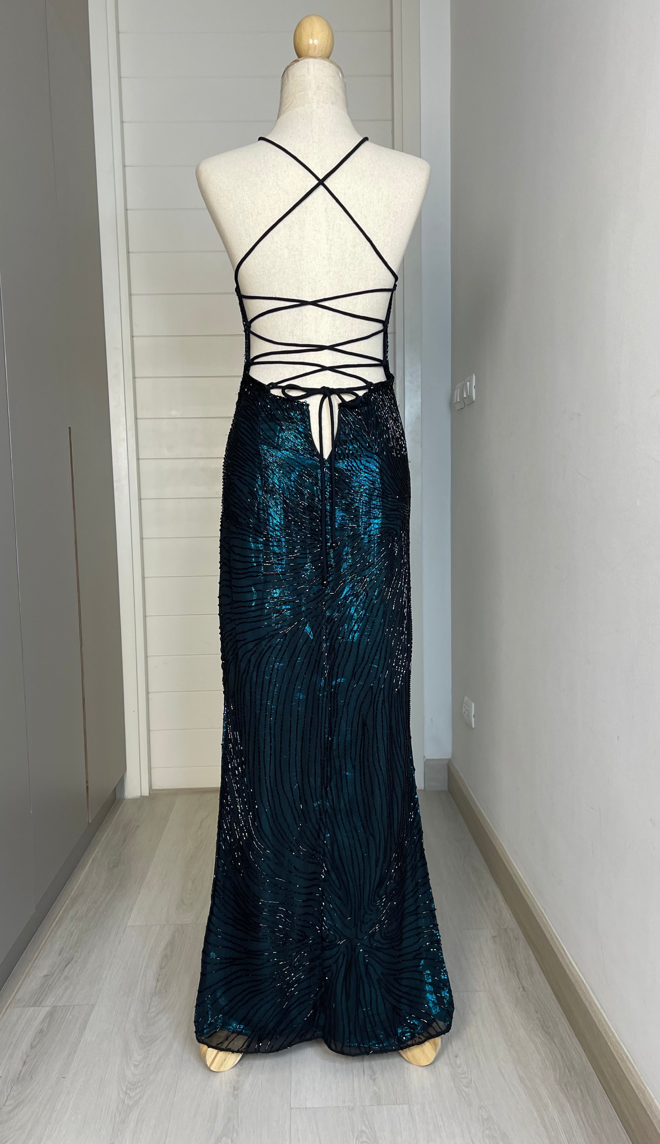 V122 Vintage Je Matadi Midnight Sparkle Dress (XS-S)