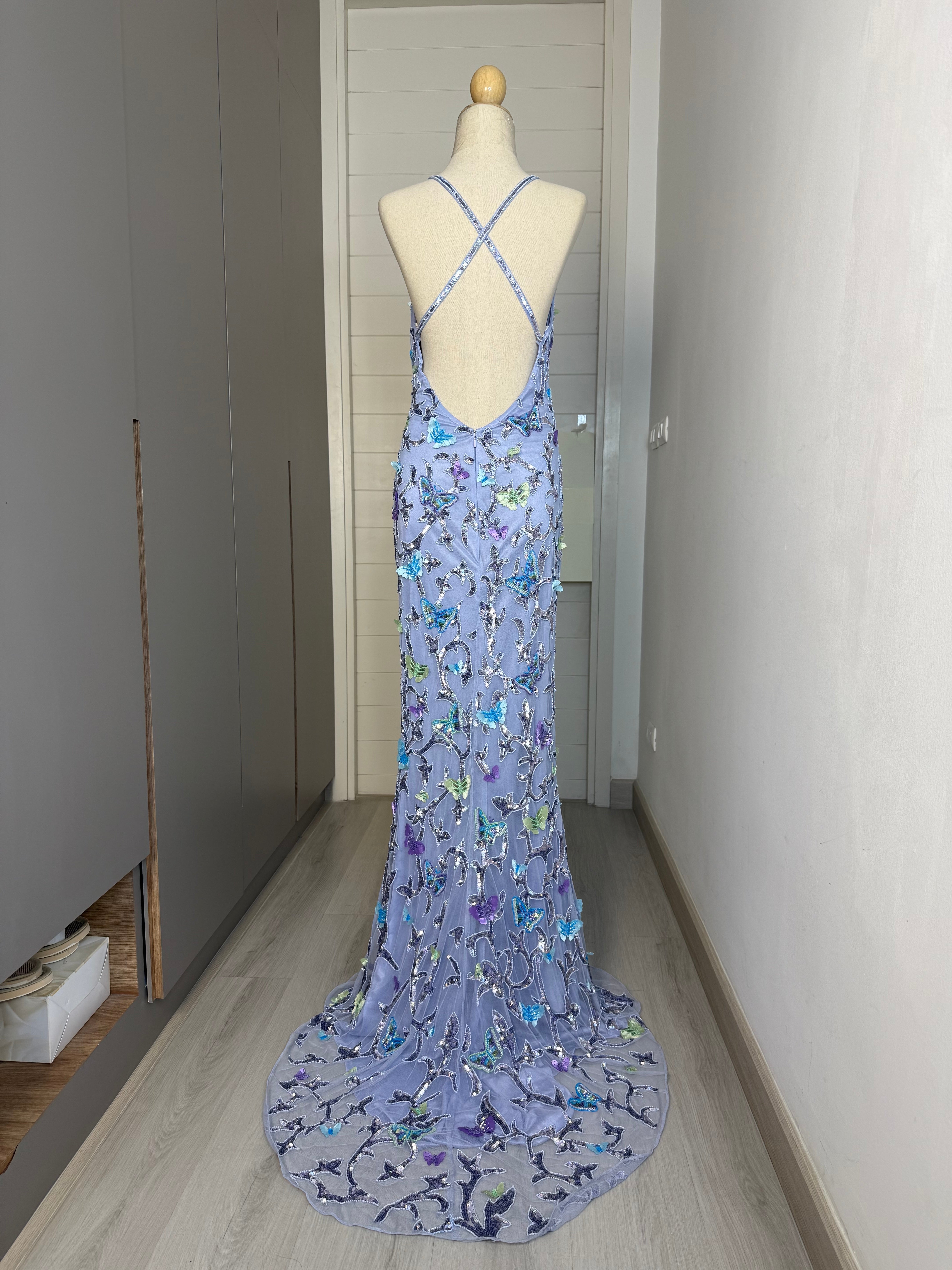 P04 Primavera Lavender Butterfly Beaded Gown (S-M)