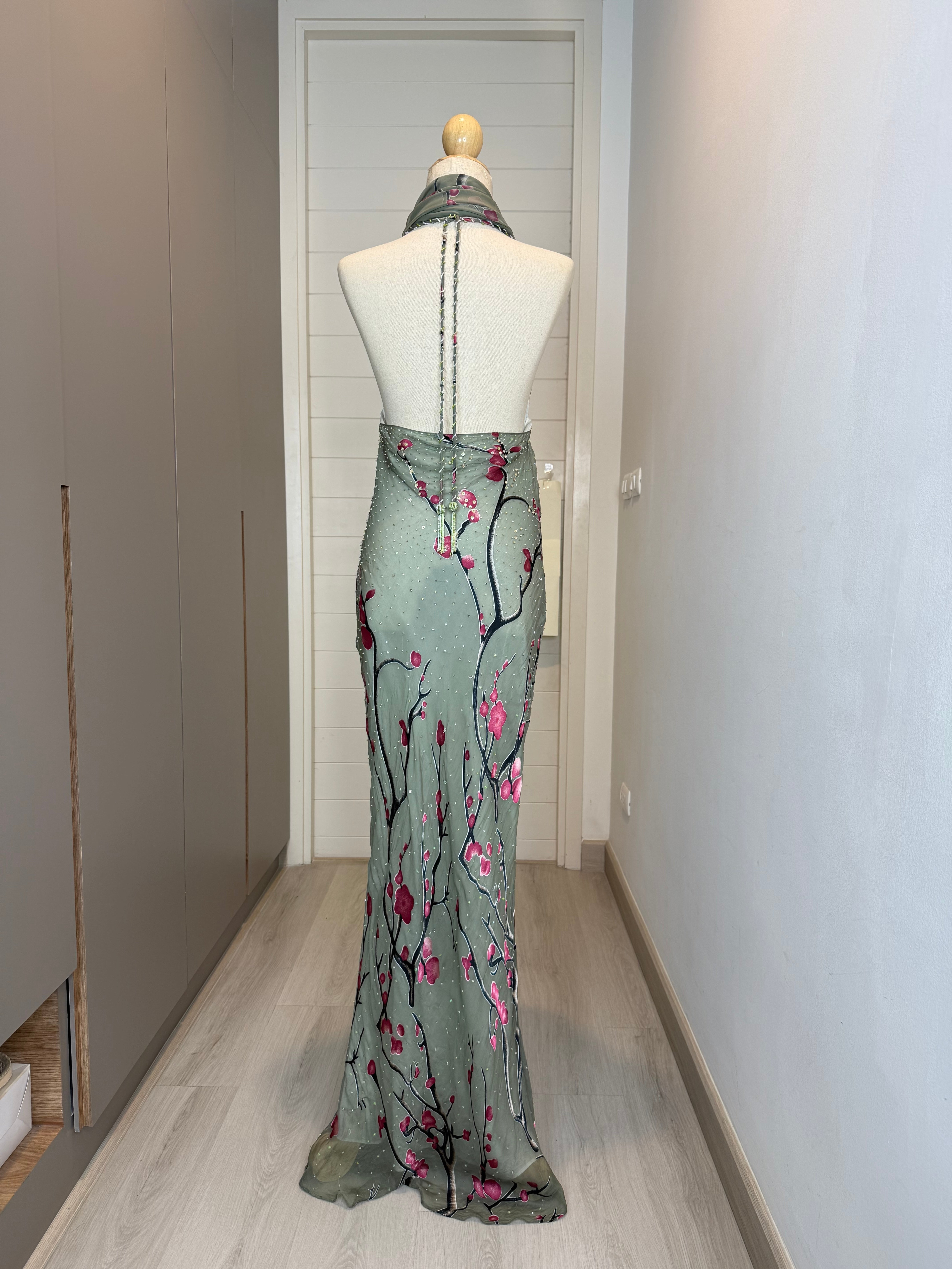 V127 Vintage Super Rare Diane Freis Emerald Blossom Elegance Gown (M)