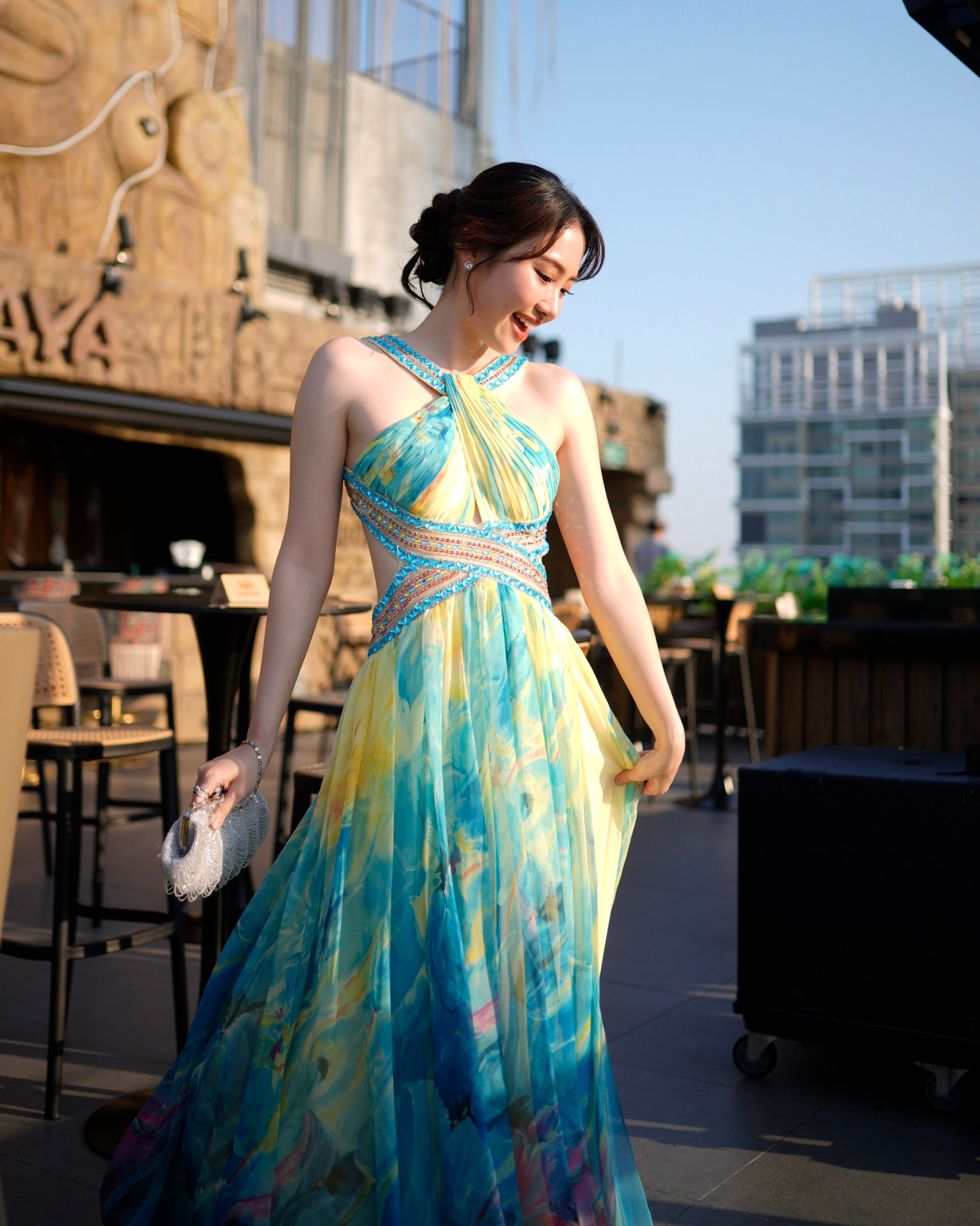 C02 Camille Water Color Evening Gown (XS)