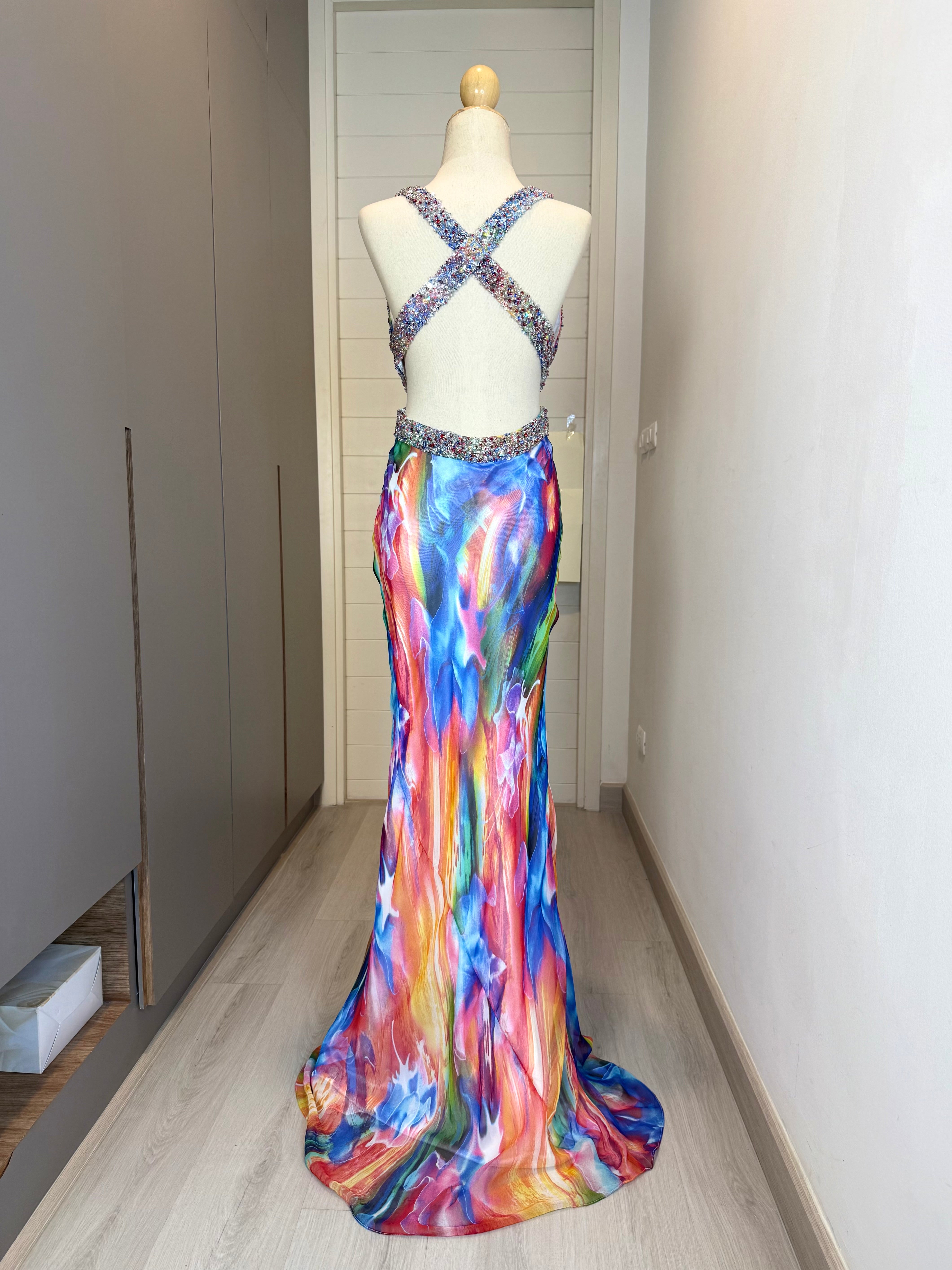 V121 Vintage La Femme Rainbow Flame Gown (S)
