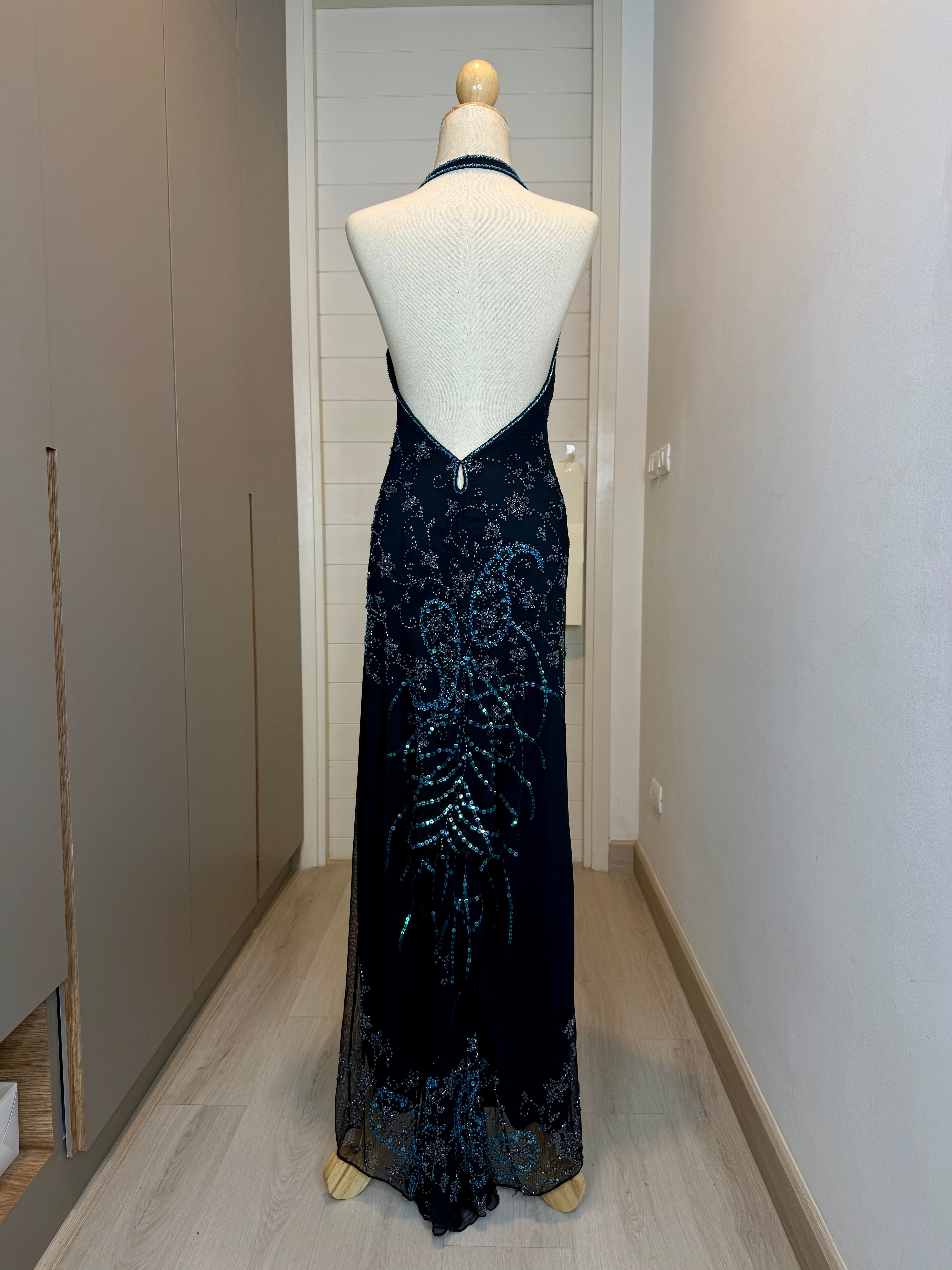 V123 Vintage Attitudes Midnight Starlight Beaded Gown(XS-S)