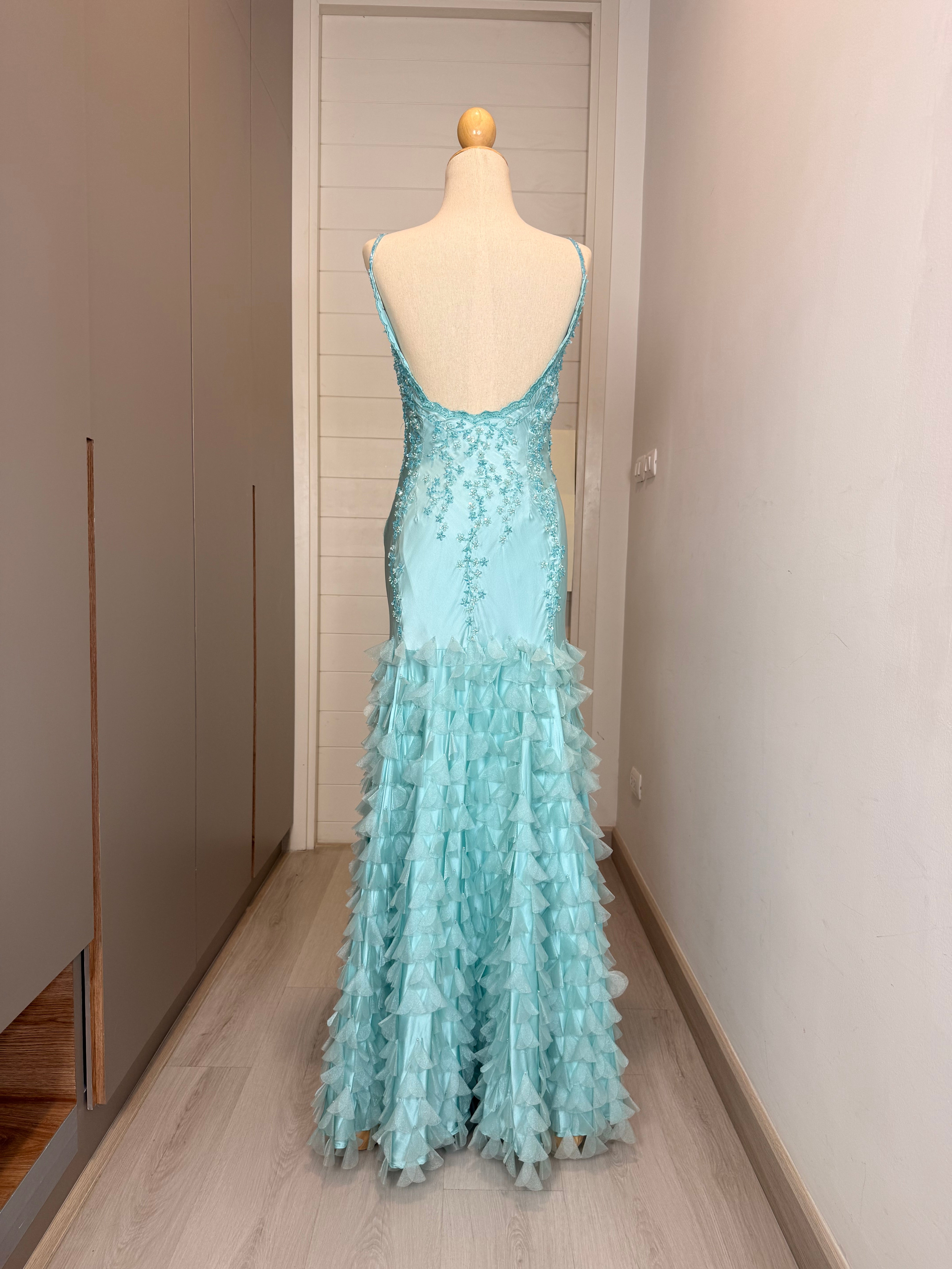 V290 Vintage Sue Wong Celestial Ruffle Gown (XS-S)
