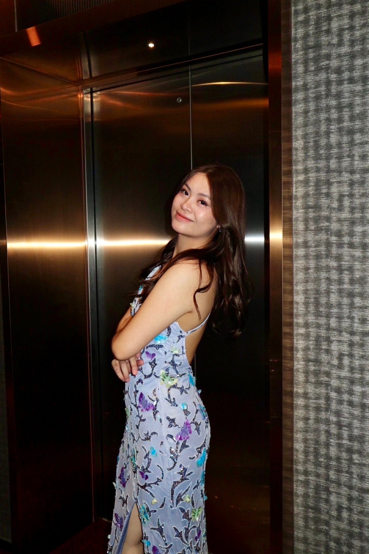 P04 Primavera Lavender Butterfly Beaded Gown (S-M)