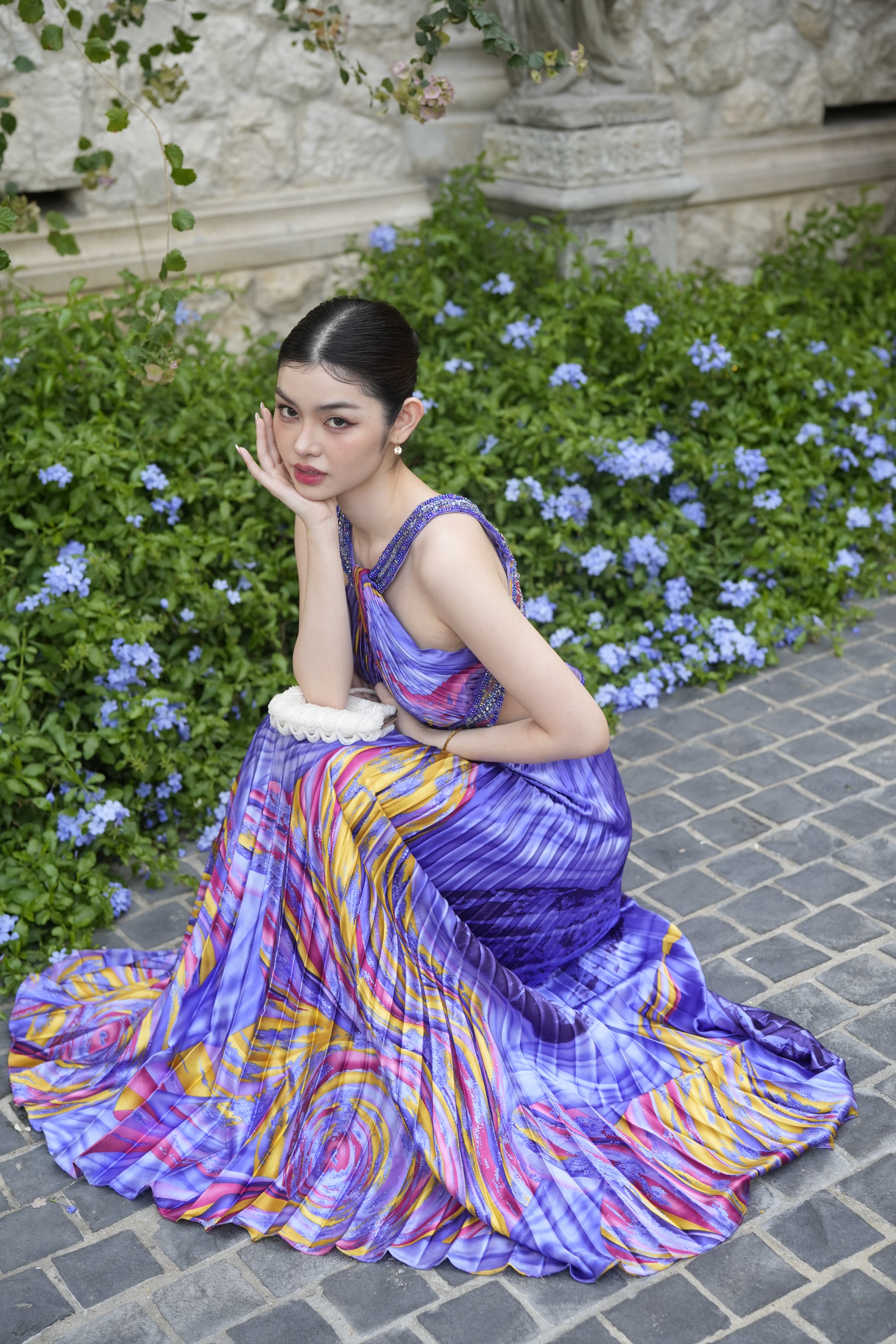 V49 Vintage Sean Couture Purple Evening Gown (XS)