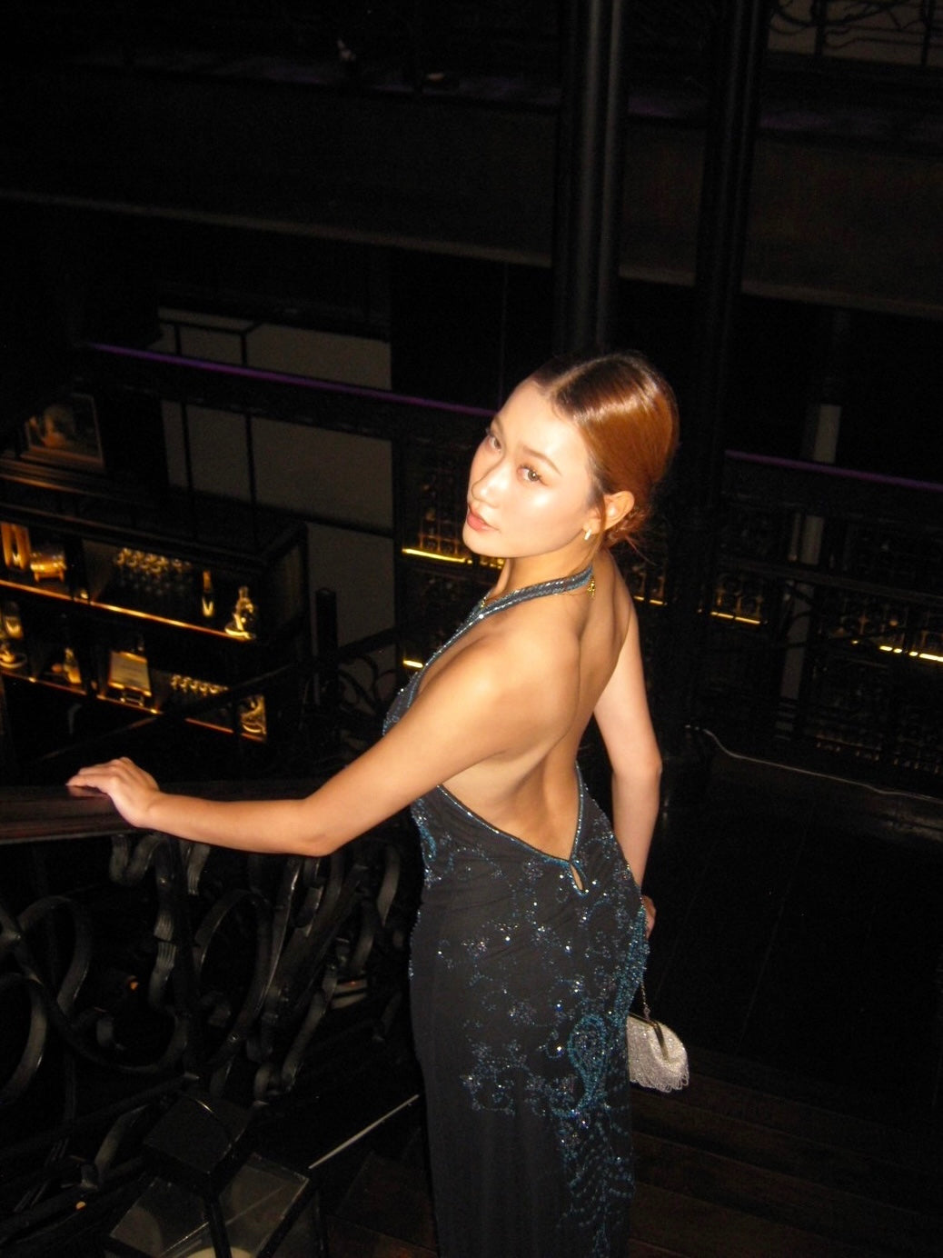 V123 Vintage Attitudes Midnight Starlight Beaded Gown(XS-S)