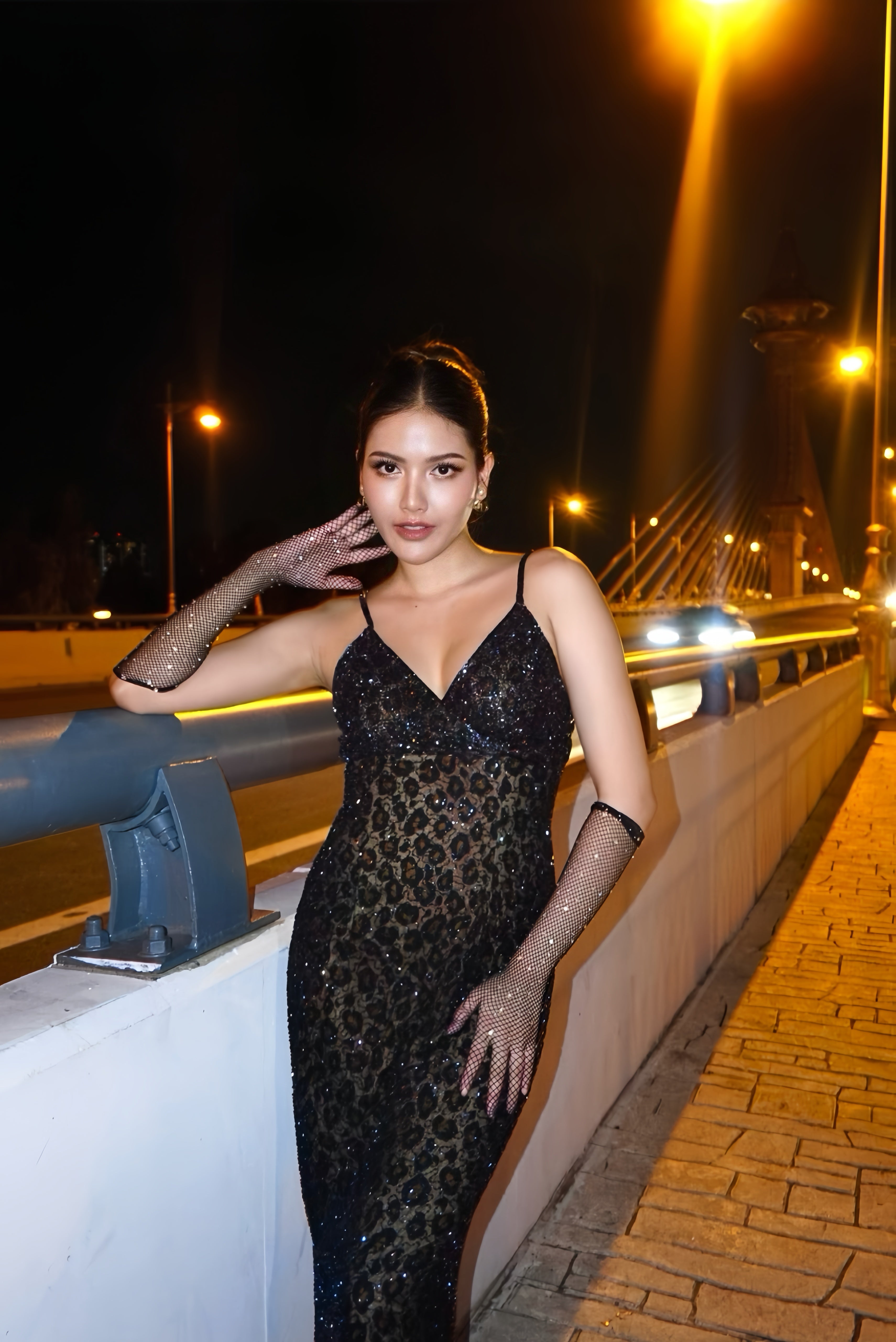 V176 Vintage Super Rare Lillie Rubin Midnight Panther Gown (XS-S)