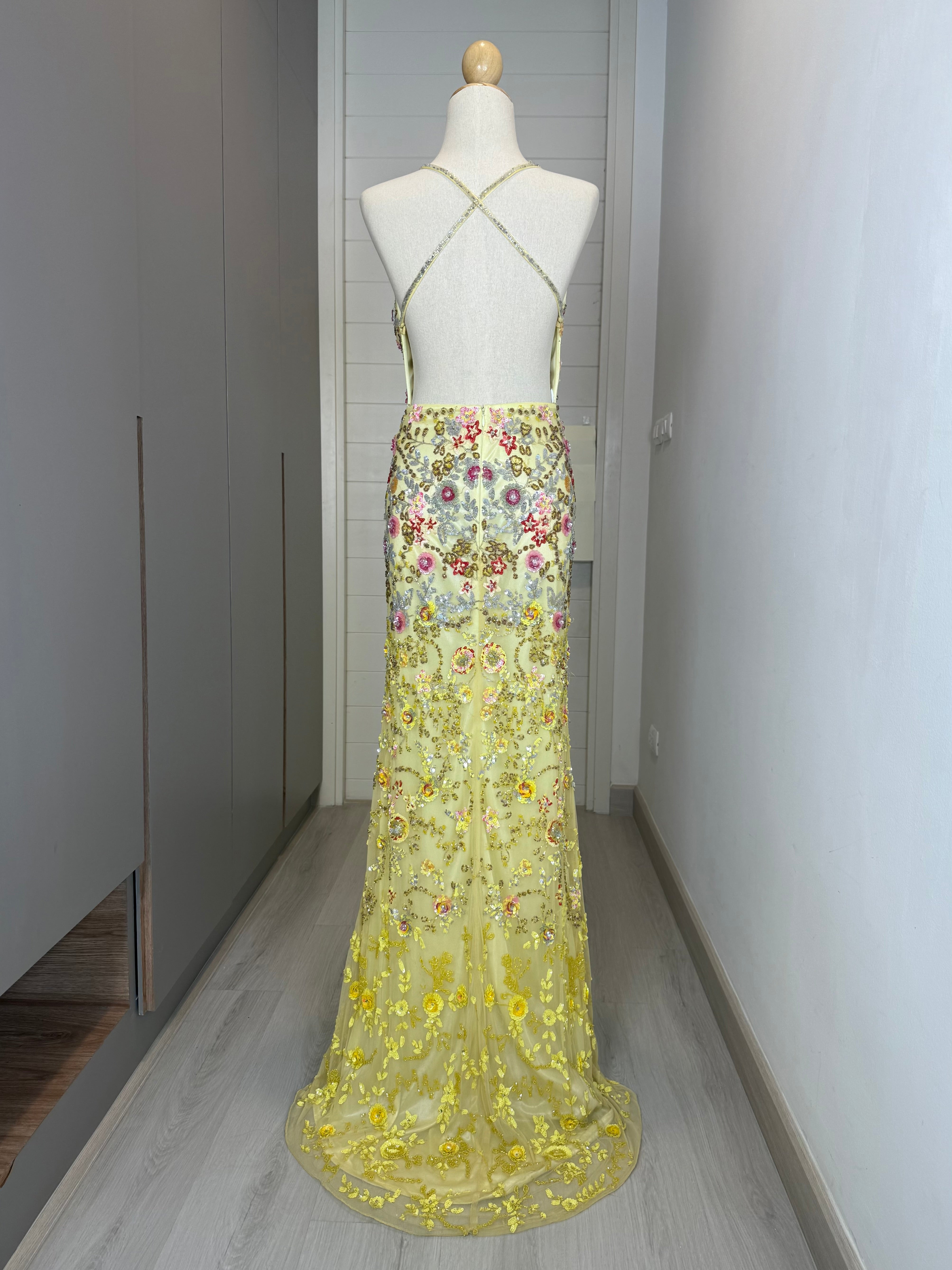 V157 Primavera Yellow Bloom Gown (XS-M) (อก 30 อาจต้องเก็บสายขึ้น)